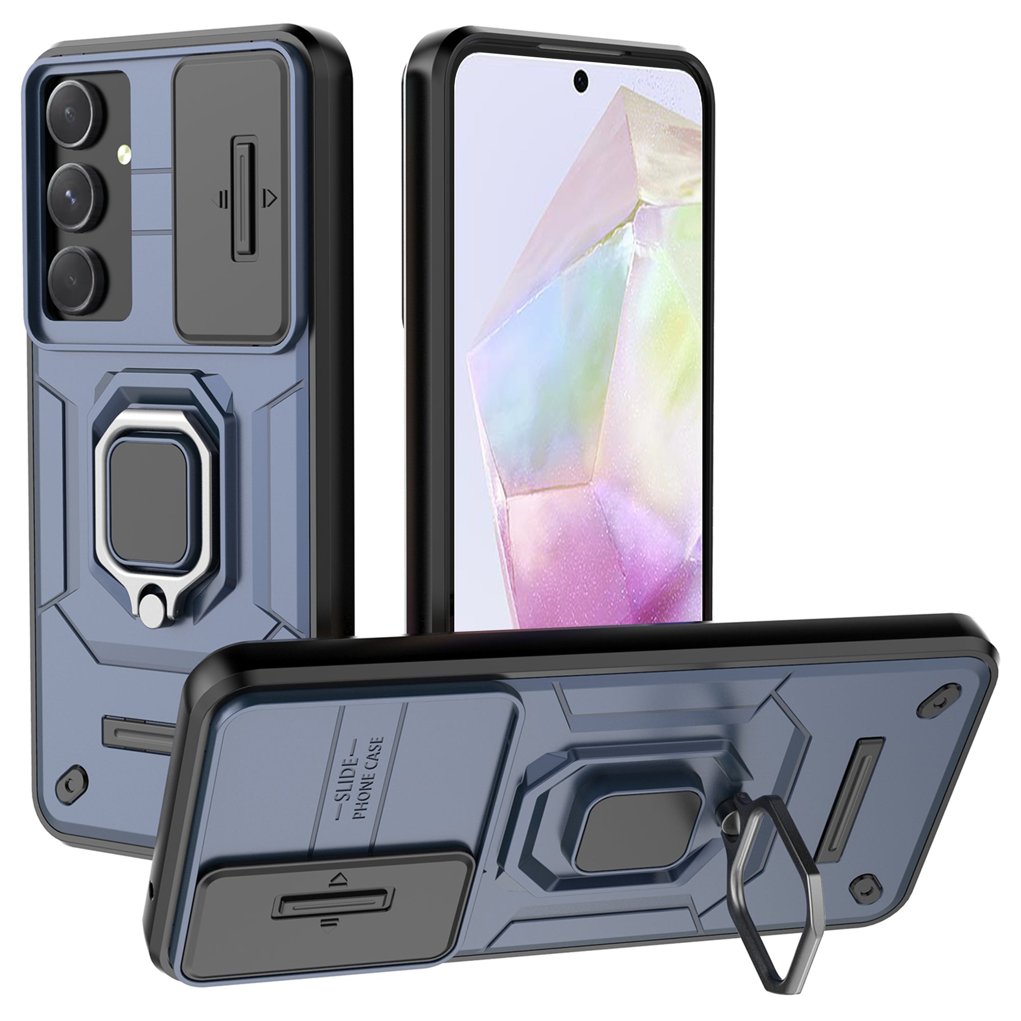 For Samsung Galaxy A35 5G Case PC+TPU Anti-drop Phone Cover with Slide Lens Lid