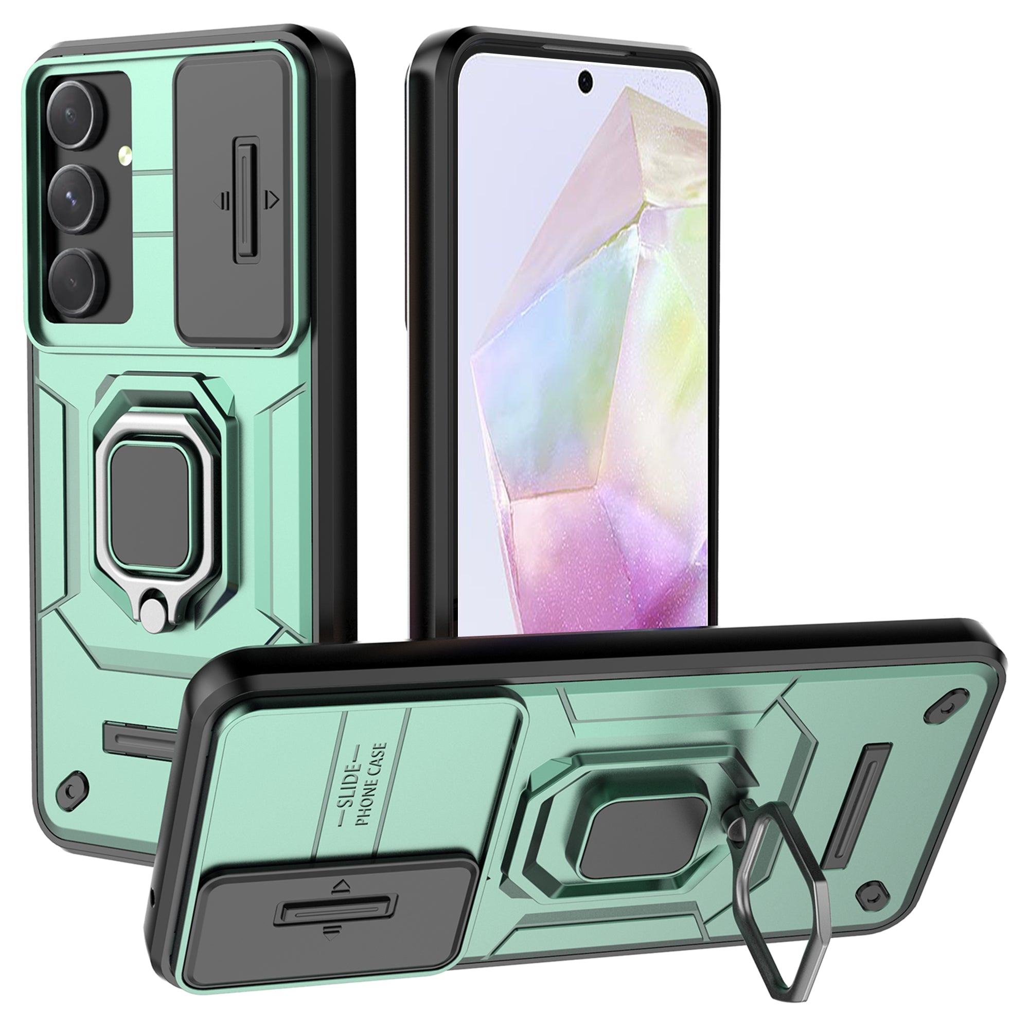For Samsung Galaxy A35 5G Case PC+TPU Anti-drop Phone Cover with Slide Lens Lid