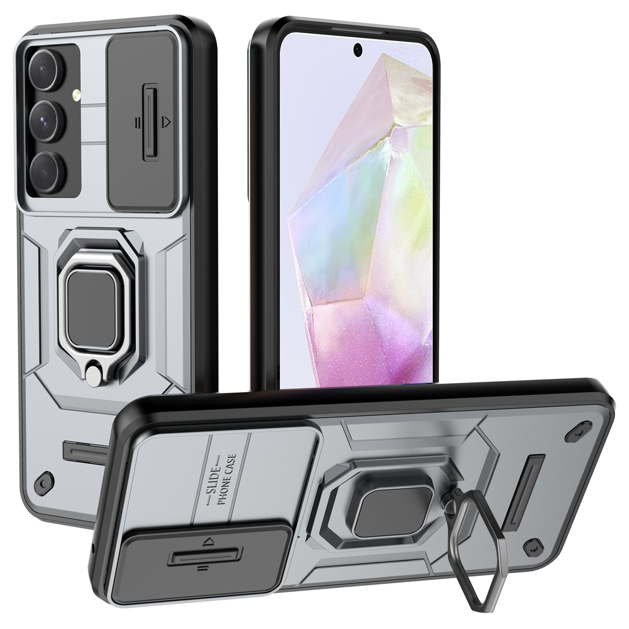 For Samsung Galaxy A35 5G Case PC+TPU Anti-drop Phone Cover with Slide Lens Lid
