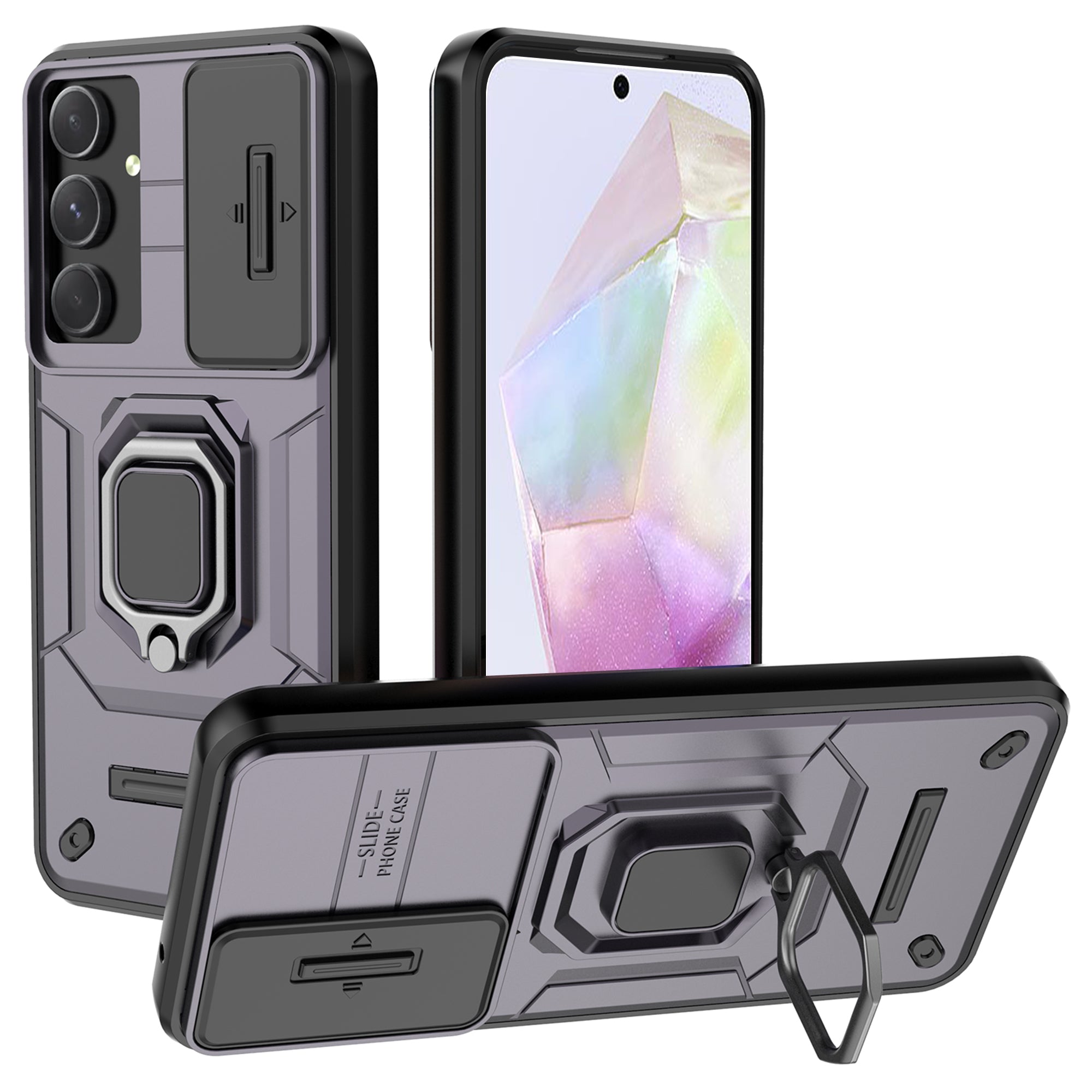 For Samsung Galaxy A35 5G Case PC+TPU Anti-drop Phone Cover with Slide Lens Lid