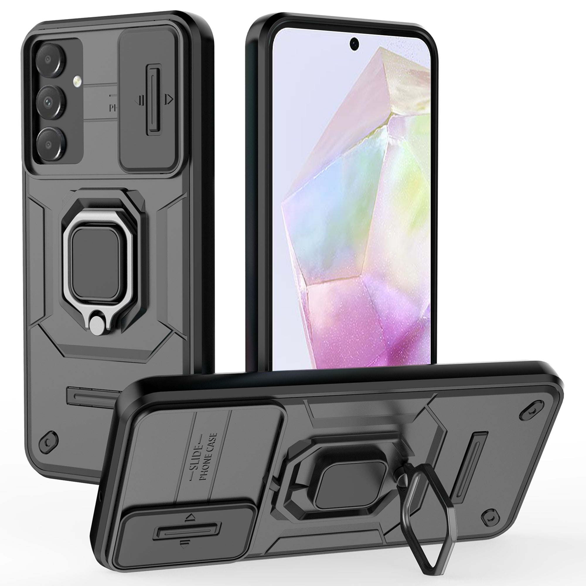 For Samsung Galaxy A15 4G / A15 5G Protective Case Slide Lens Cover PC+TPU Phone Shell