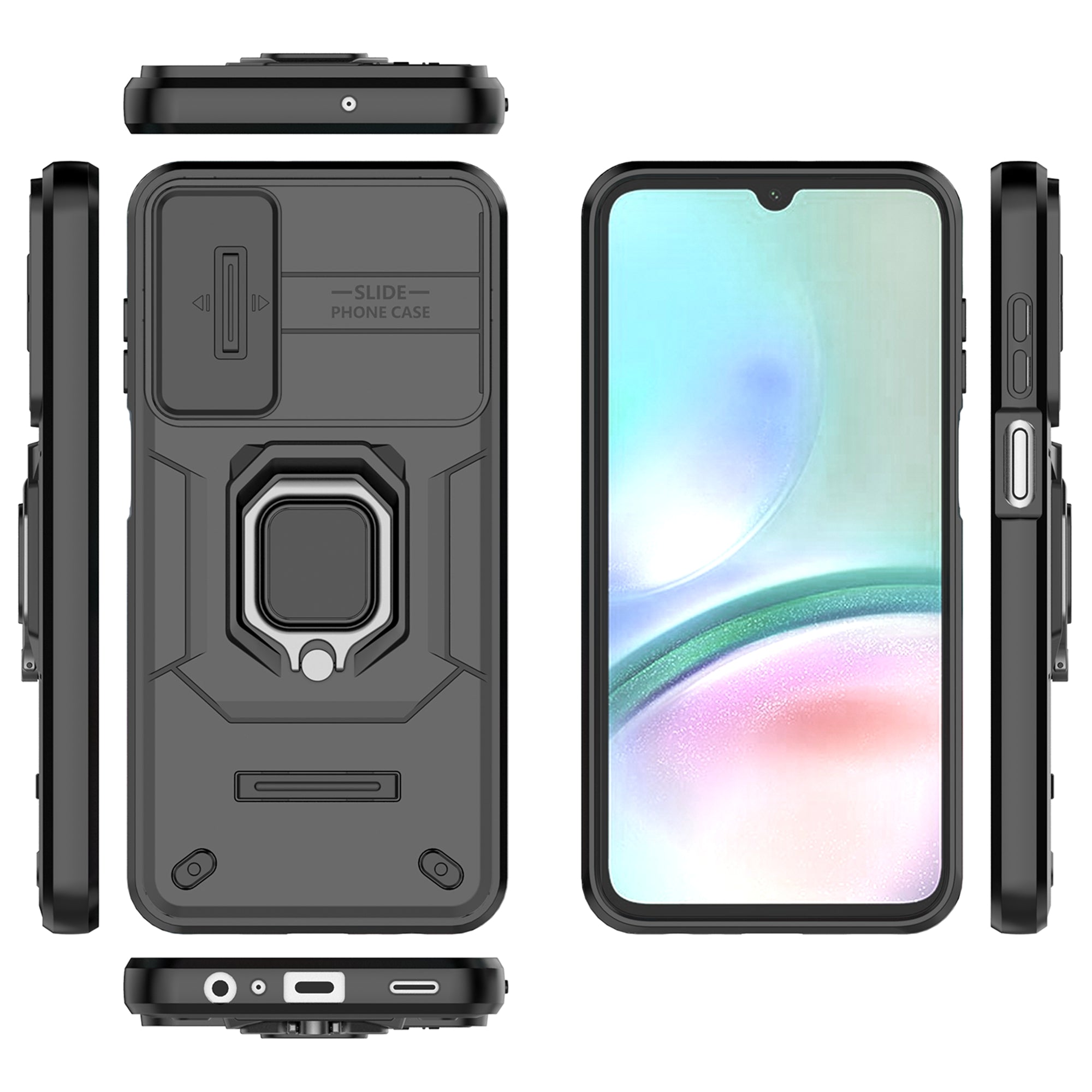 For Samsung Galaxy A15 4G / A15 5G Protective Case Slide Lens Cover PC+TPU Phone Shell