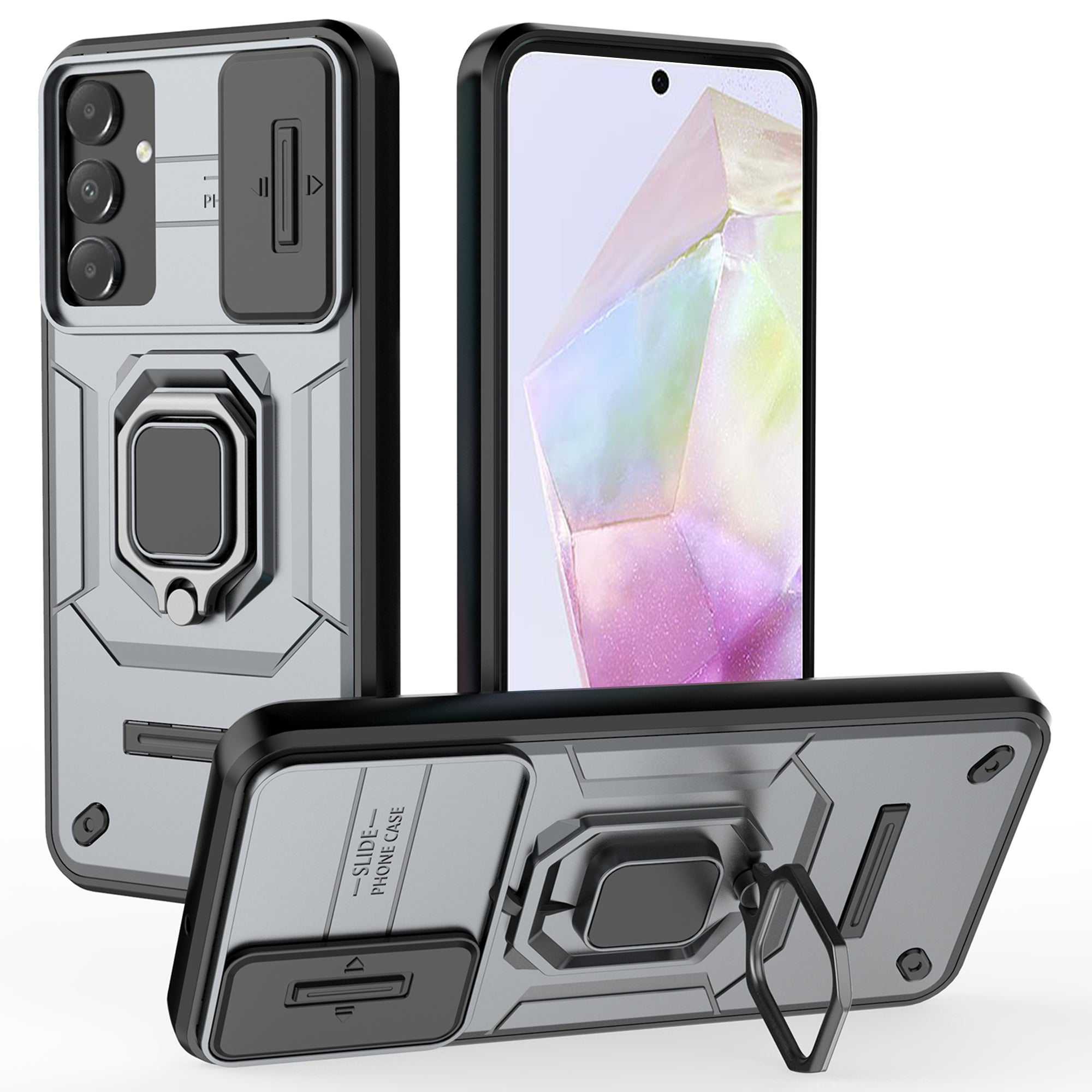 For Samsung Galaxy A15 4G / A15 5G Protective Case Slide Lens Cover PC+TPU Phone Shell