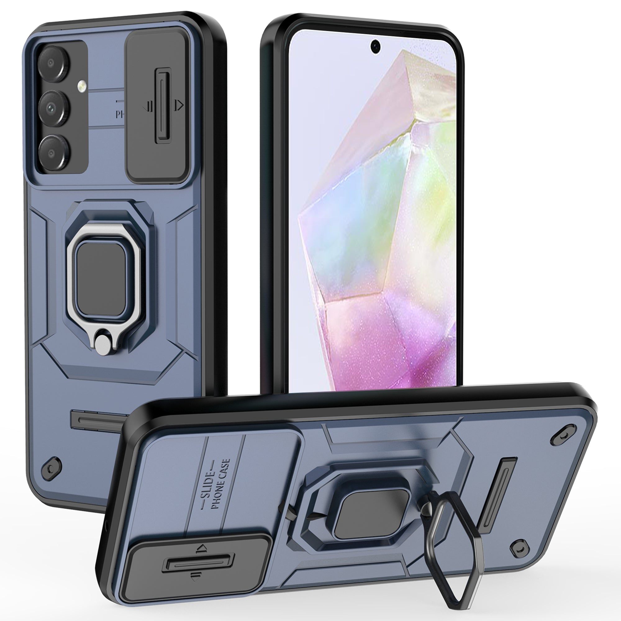 For Samsung Galaxy A15 4G / A15 5G Protective Case Slide Lens Cover PC+TPU Phone Shell