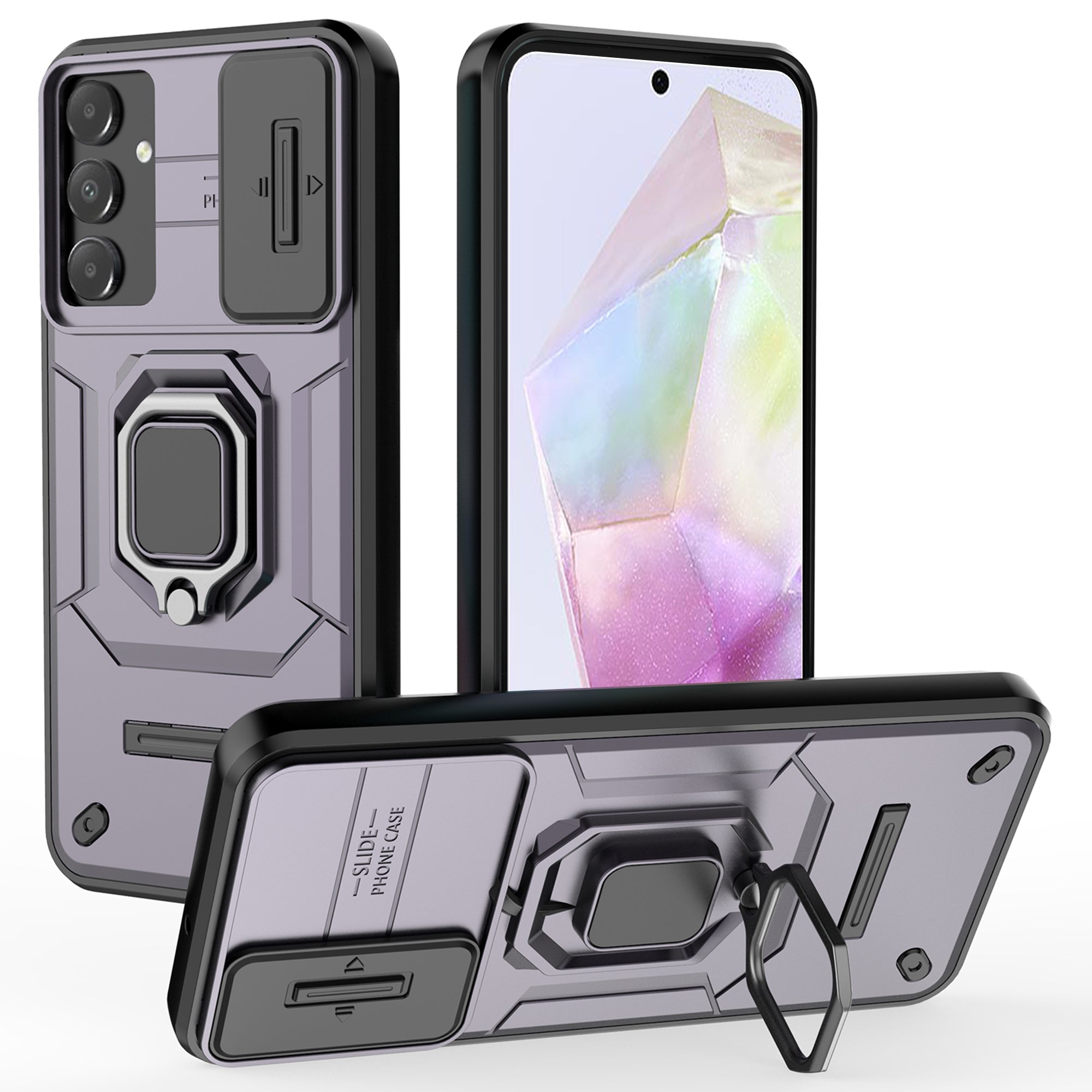 For Samsung Galaxy A15 4G / A15 5G Protective Case Slide Lens Cover PC+TPU Phone Shell