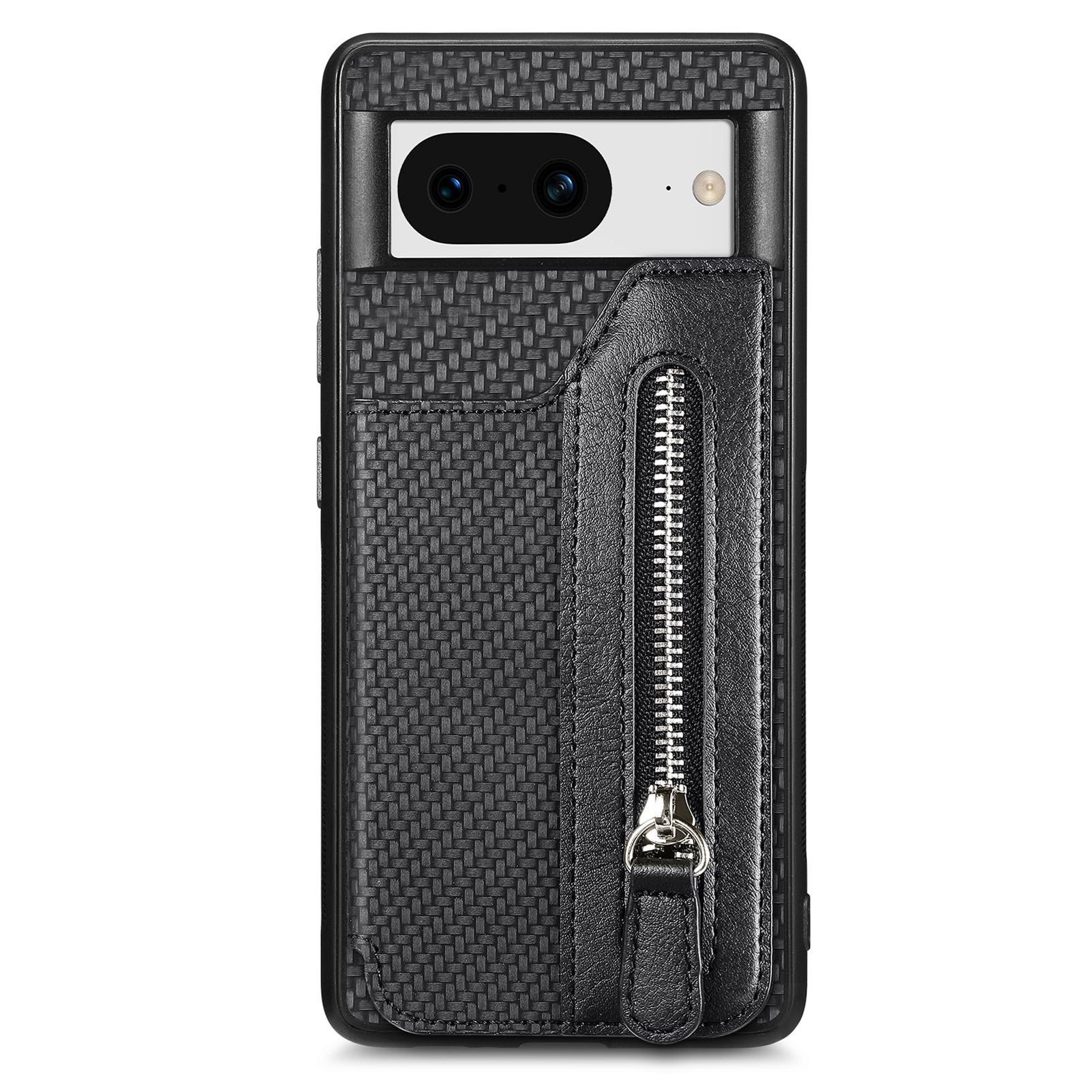 C1-04 For Google Pixel 8 Case Zipper Card Holder Leather Coated PC+TPU Phone Cover