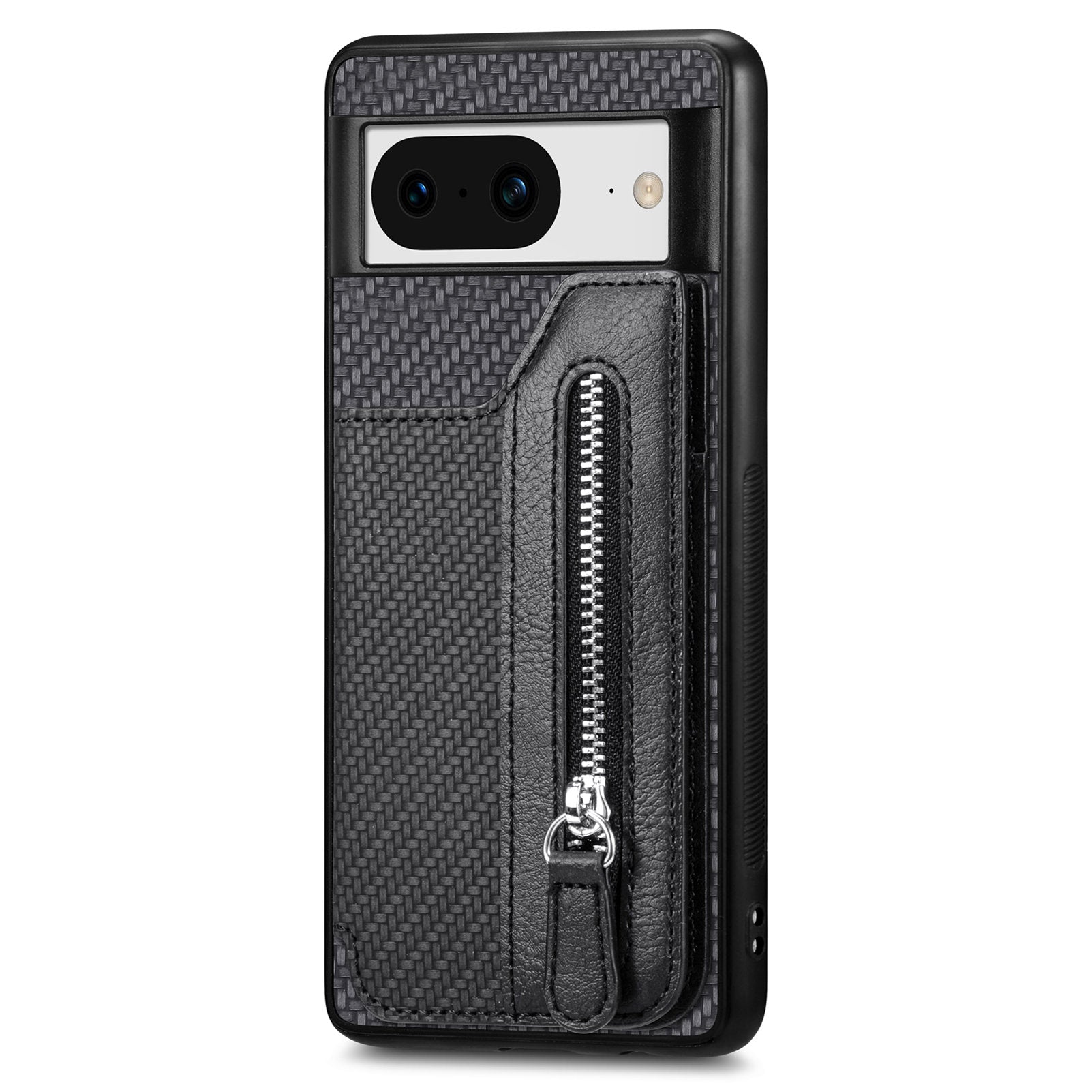 C1-04 For Google Pixel 8 Case Zipper Card Holder Leather Coated PC+TPU Phone Cover