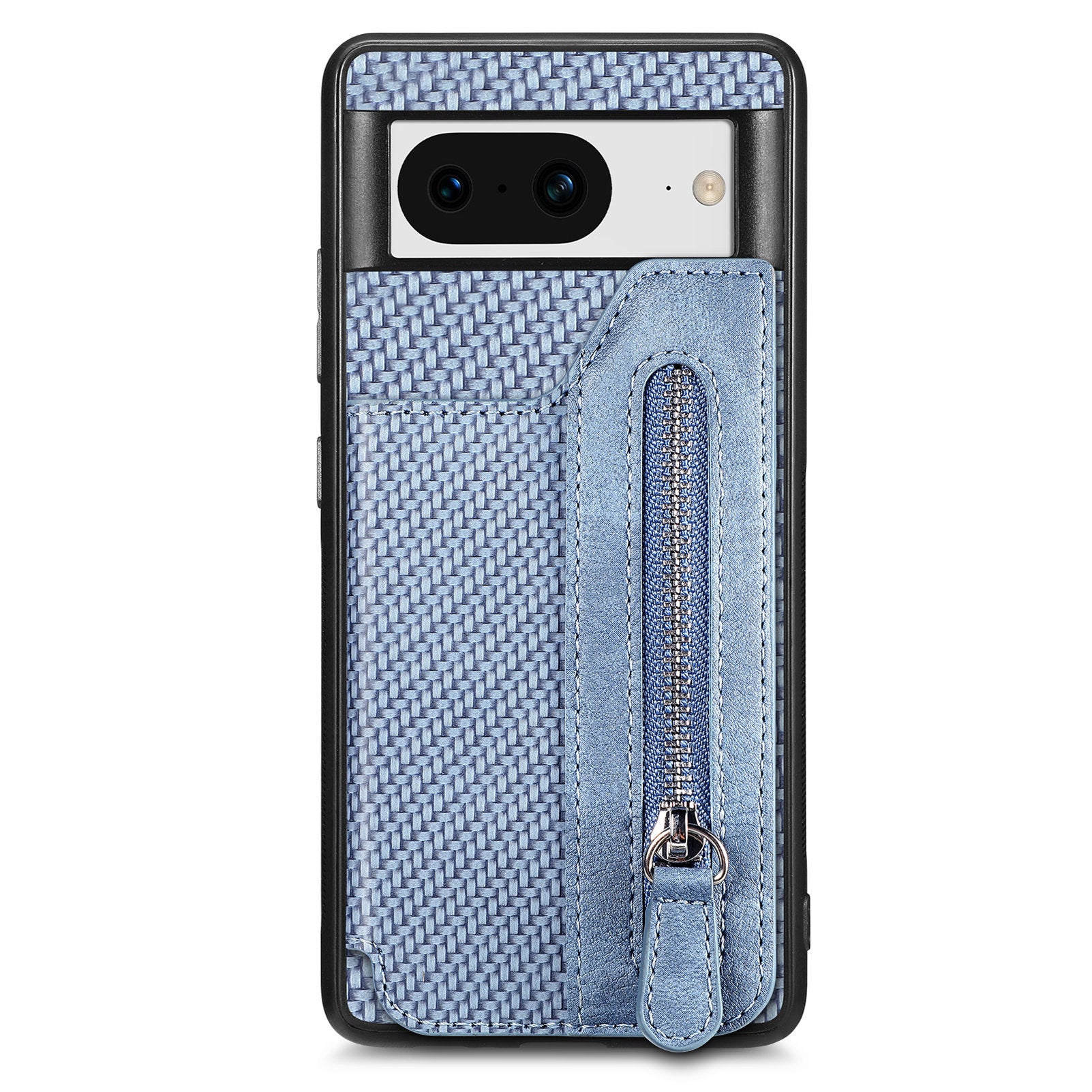 C1-04 For Google Pixel 8 Case Zipper Card Holder Leather Coated PC+TPU Phone Cover