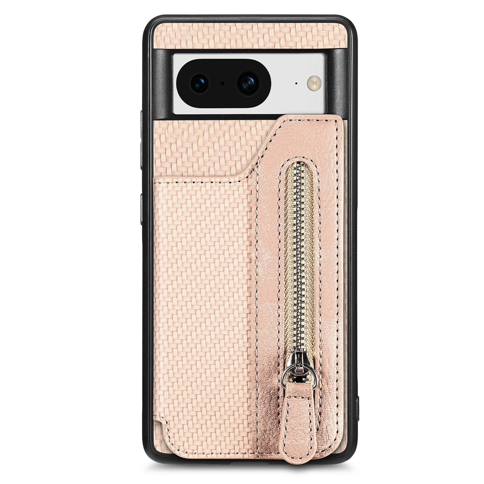 C1-04 For Google Pixel 8 Case Zipper Card Holder Leather Coated PC+TPU Phone Cover