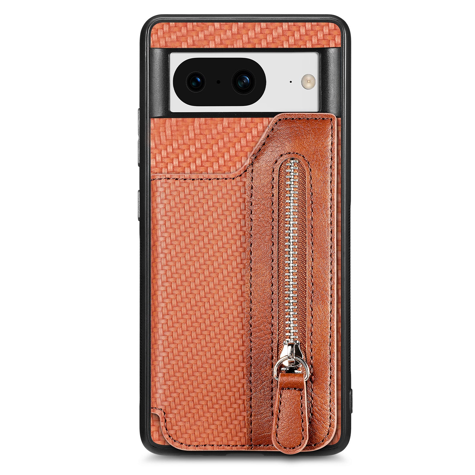 C1-04 For Google Pixel 8 Case Zipper Card Holder Leather Coated PC+TPU Phone Cover