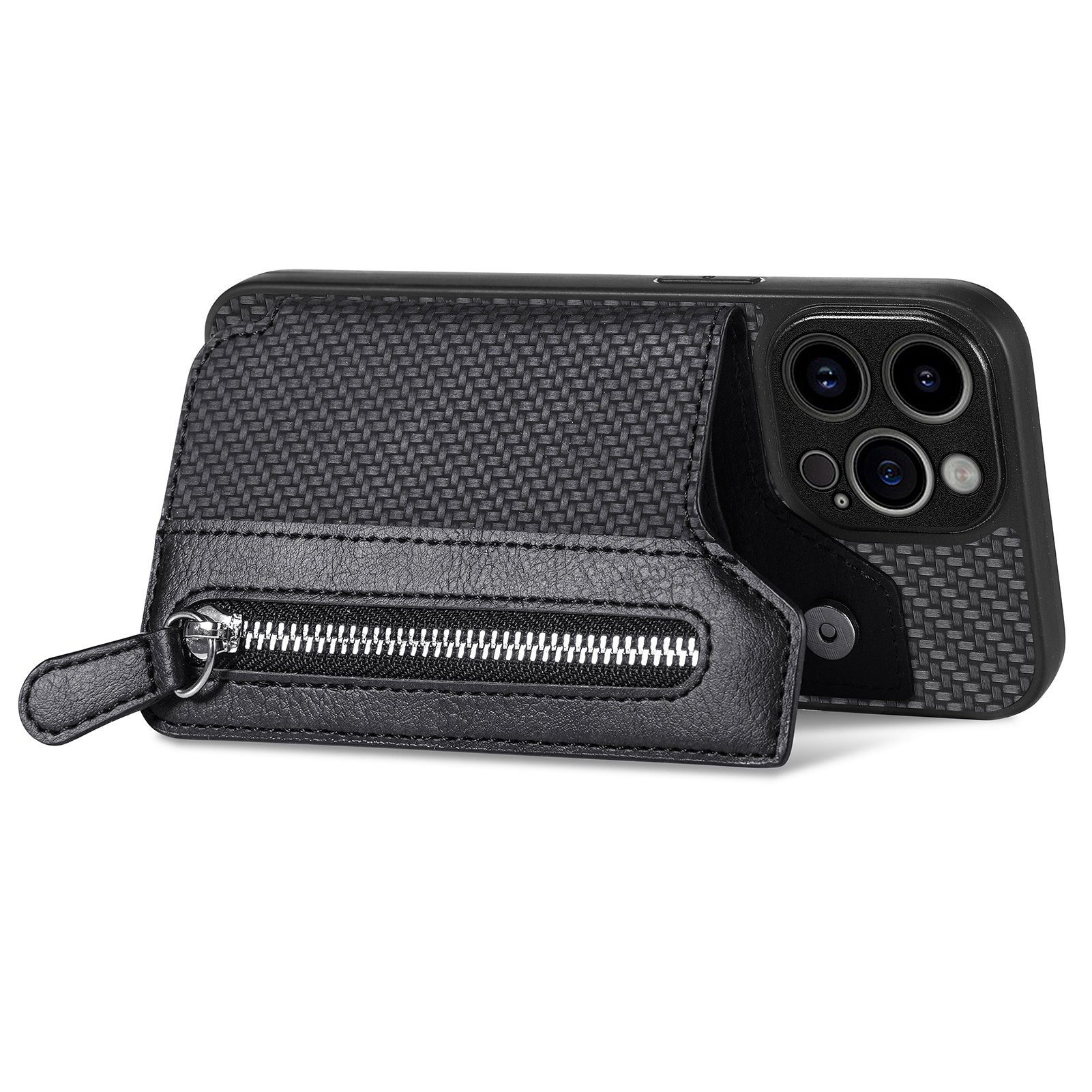 C1-04 For iPhone 13 Pro Wallet Case Kickstand Anti-Drop PU+PC+TPU Phone Cover