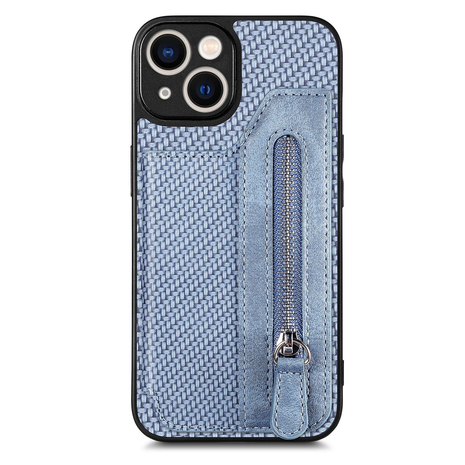 C1-04 For iPhone 13 Case PU Leather+PC+TPU Zipper Pocket Phone Cover with Card Holder