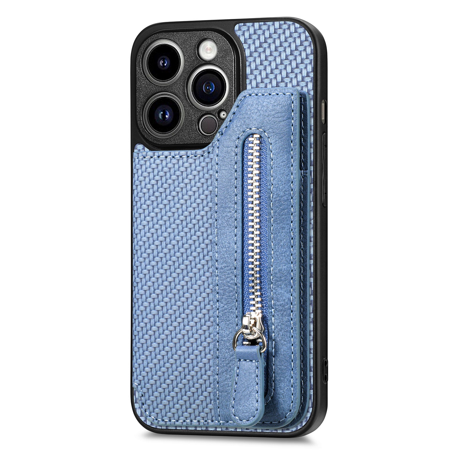 C1-04 For iPhone 14 Pro Max Zipper Wallet Phone Case Kickstand PU+PC+TPU Protection Cover