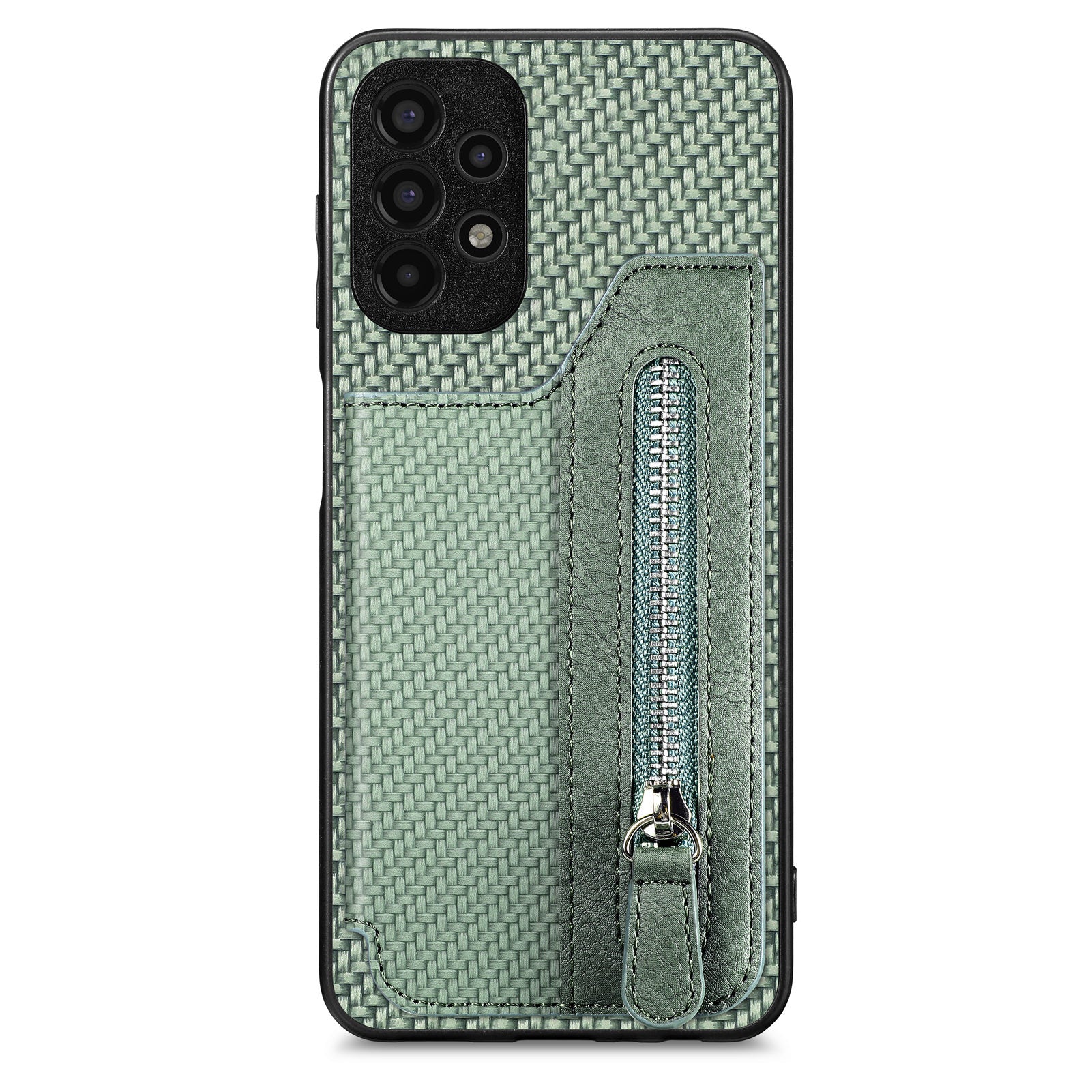 C1-04 For Samsung Galaxy A13 4G Case Carbon Fiber Texture Leather+PC+TPU Zipper Phone Cover