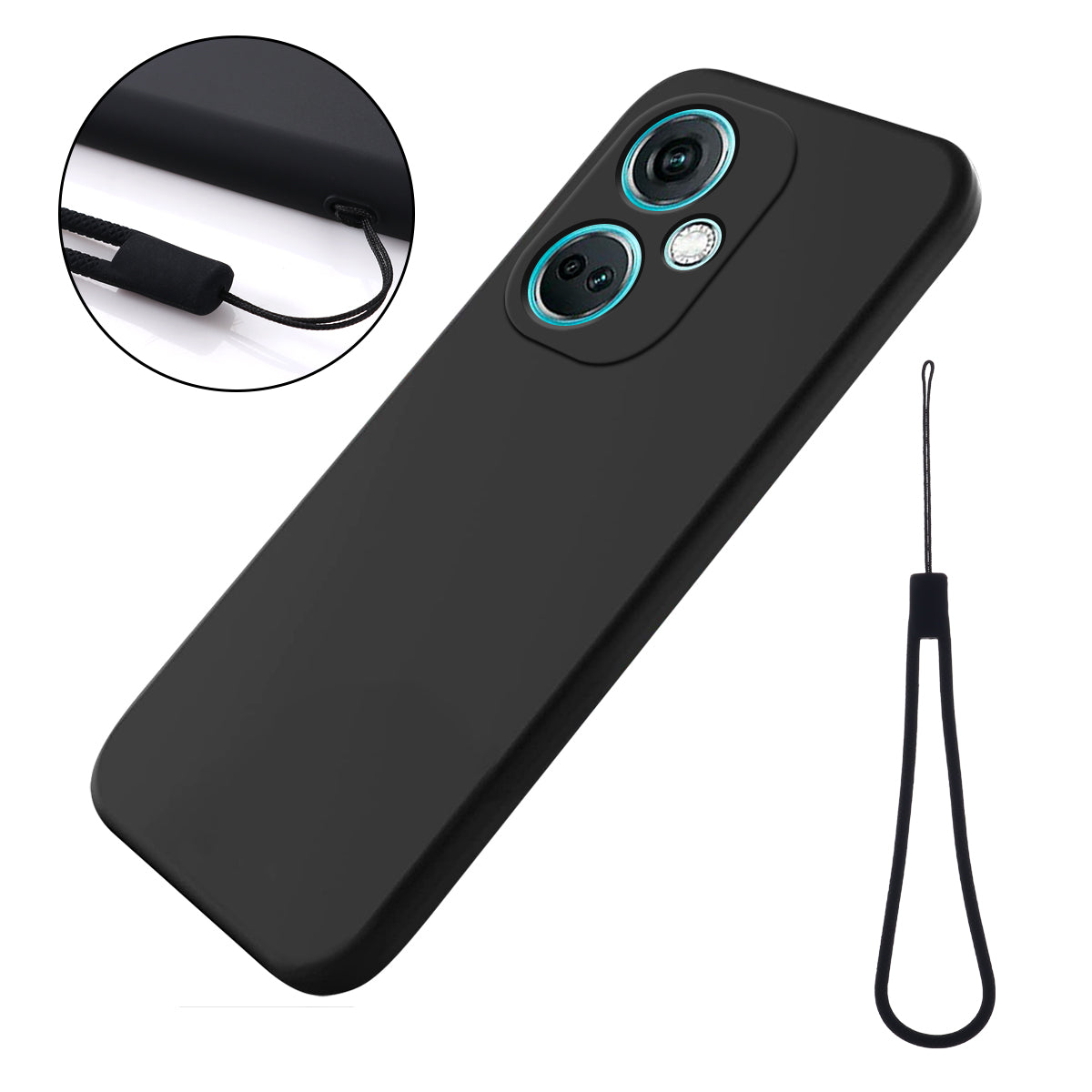 For Oppo K11 5G Case Liquid Silicone Protective Phone Cover with Wrist Strap