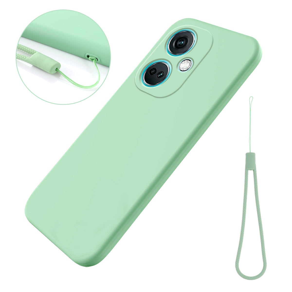 For Oppo K11 5G Case Liquid Silicone Protective Phone Cover with Wrist Strap