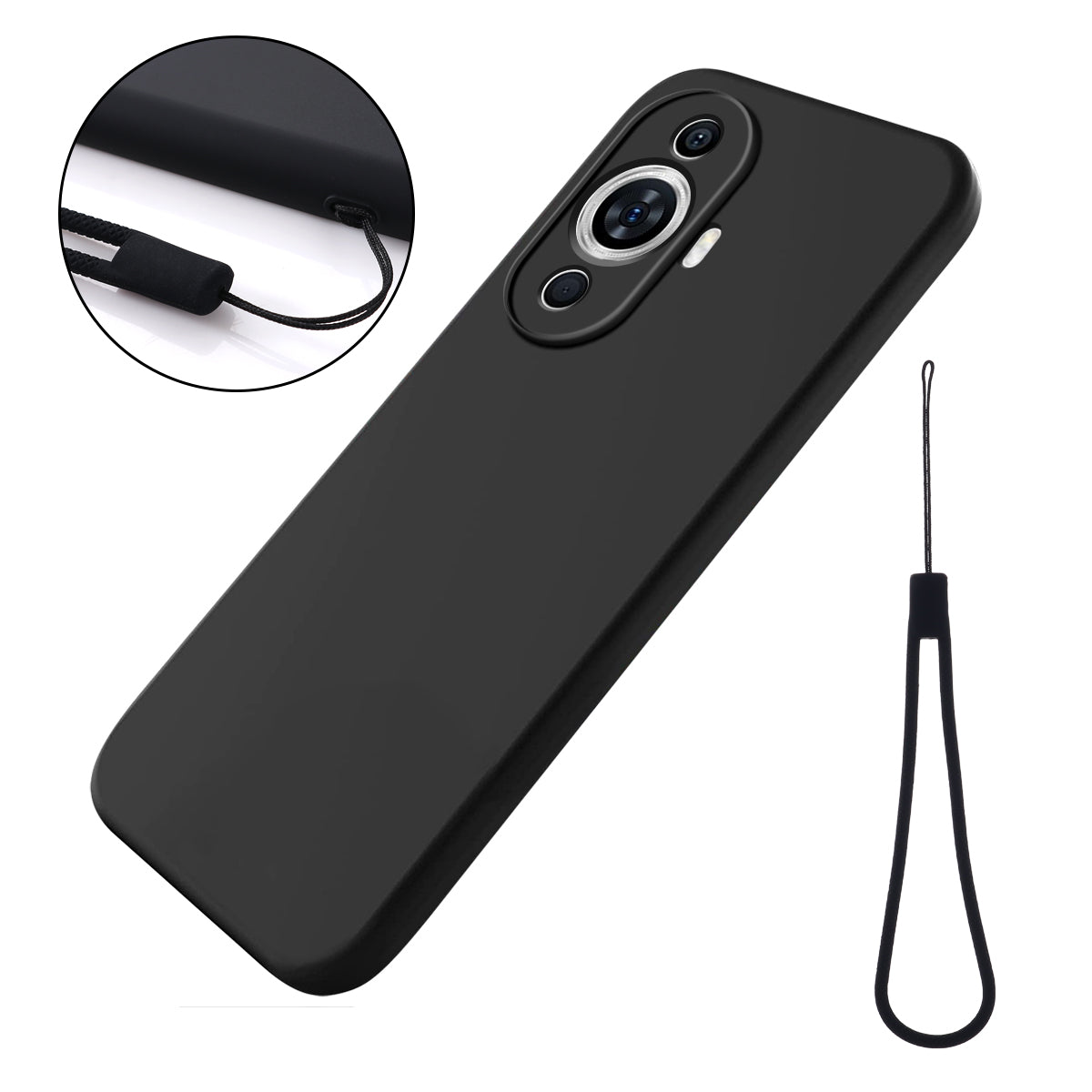 For Huawei nova 12s 4G / nova 11 / nova 12 Lite 4G Liquid Silicone CaseAnti-scratch Phone Cover with Strap