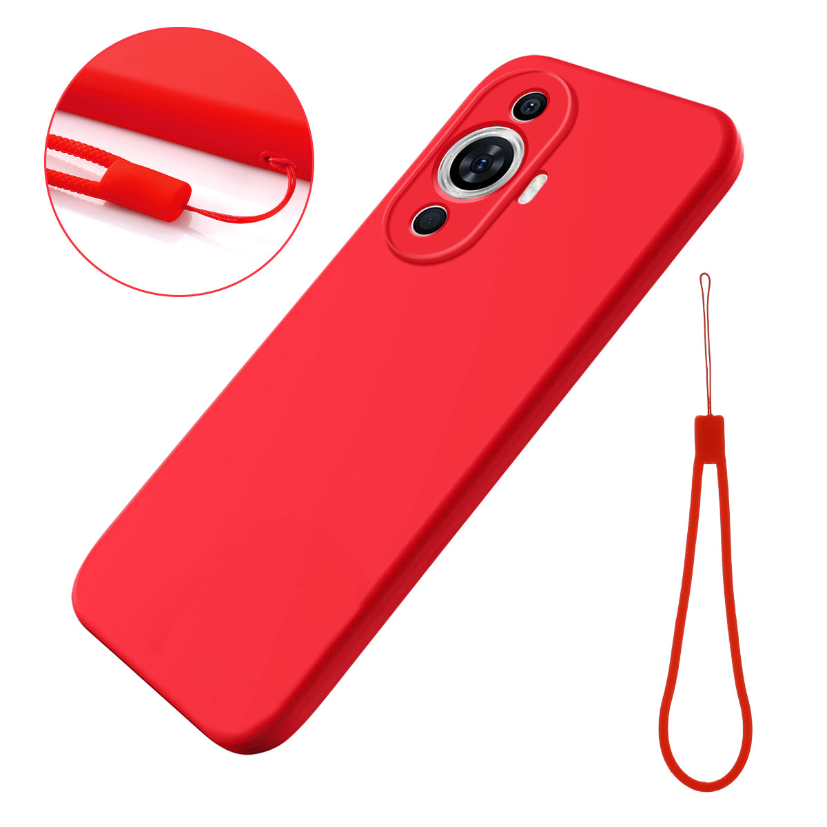 For Huawei nova 12s 4G / nova 11 / nova 12 Lite 4G Liquid Silicone CaseAnti-scratch Phone Cover with Strap