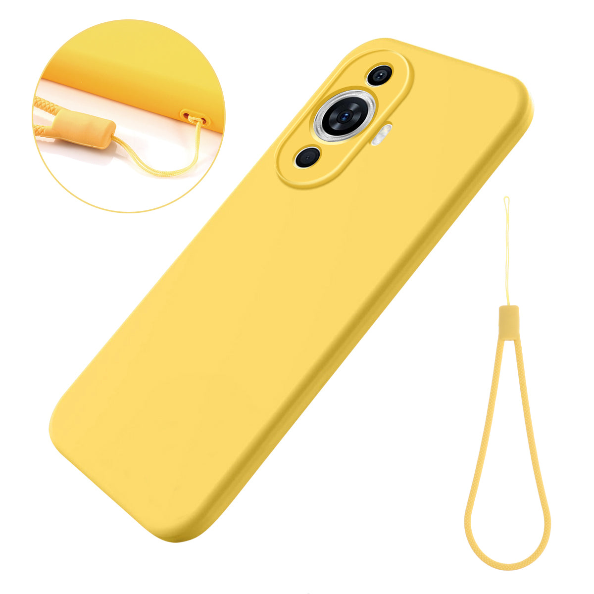 For Huawei nova 12s 4G / nova 11 / nova 12 Lite 4G Liquid Silicone CaseAnti-scratch Phone Cover with Strap