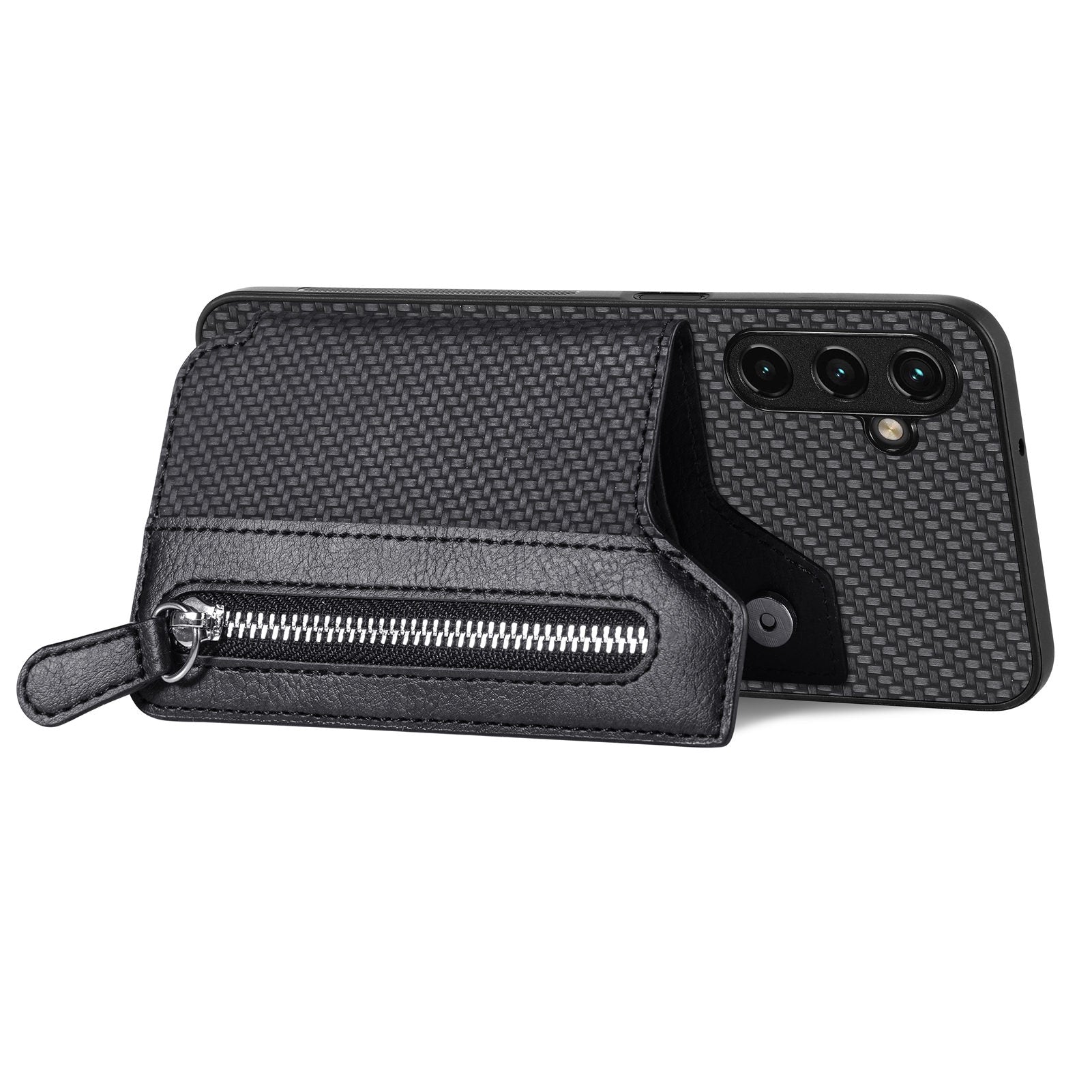 C1-04 For Samsung Galaxy A34 5G Zipper Pocket PU Leather+PC+TPU Case Phone Cover with Card Holder