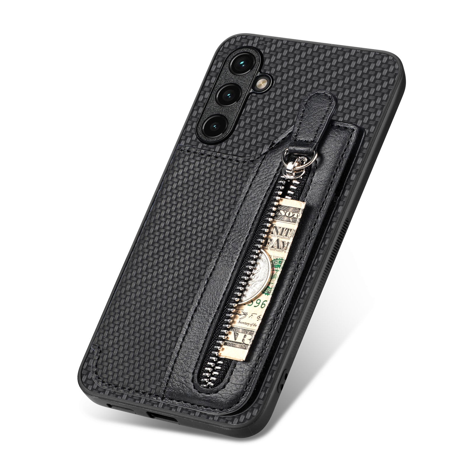 C1-04 For Samsung Galaxy A34 5G Zipper Pocket PU Leather+PC+TPU Case Phone Cover with Card Holder