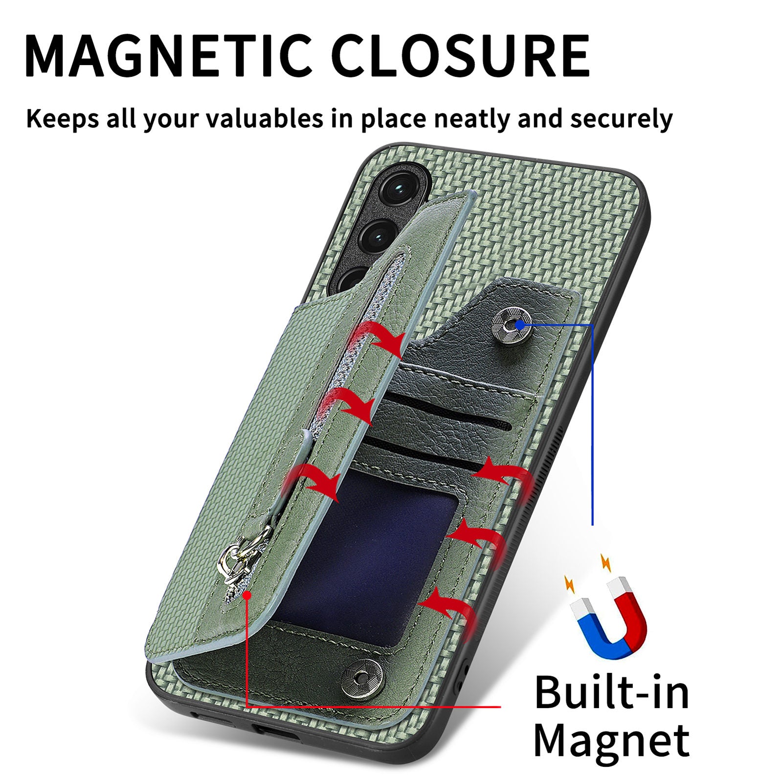 C1-04 For Samsung Galaxy A34 5G Zipper Pocket PU Leather+PC+TPU Case Phone Cover with Card Holder