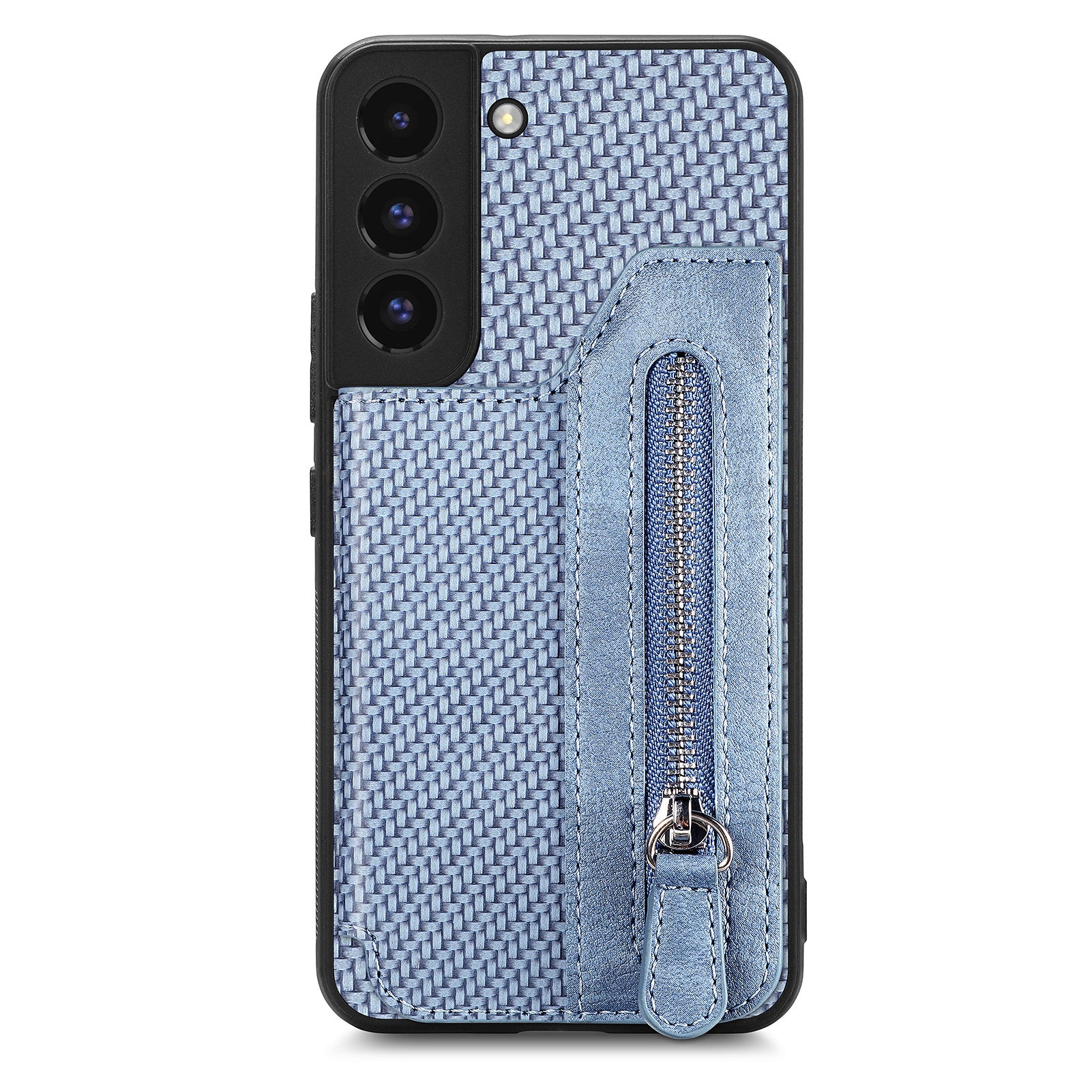 C1-04 For Samsung Galaxy S22+ 5G Case Zipper Wallet Leather Coated PC+TPU Phone Cover