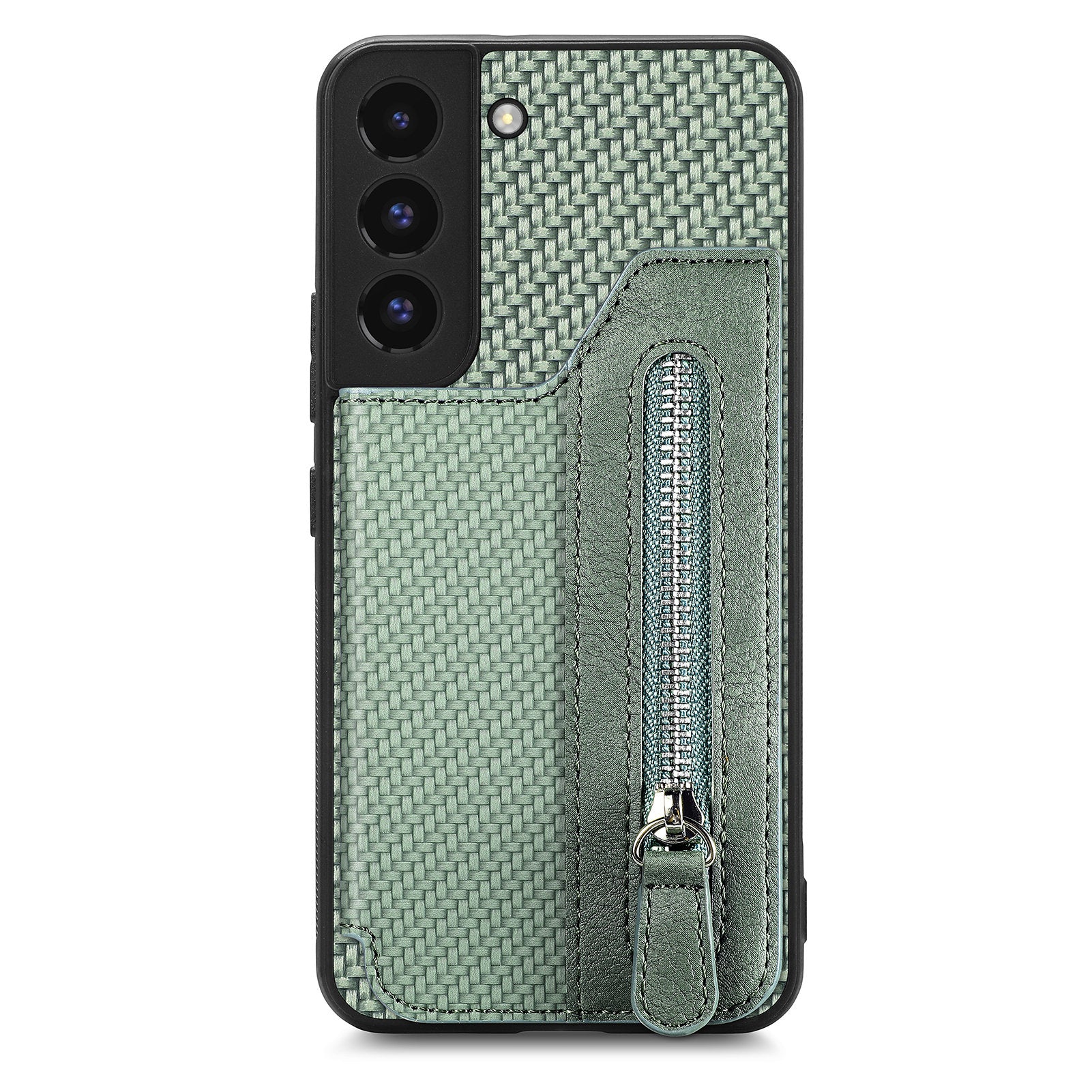 C1-04 For Samsung Galaxy S22 5G Wallet Case Anti-Drop Kickstand PU+PC+TPU Phone Cover
