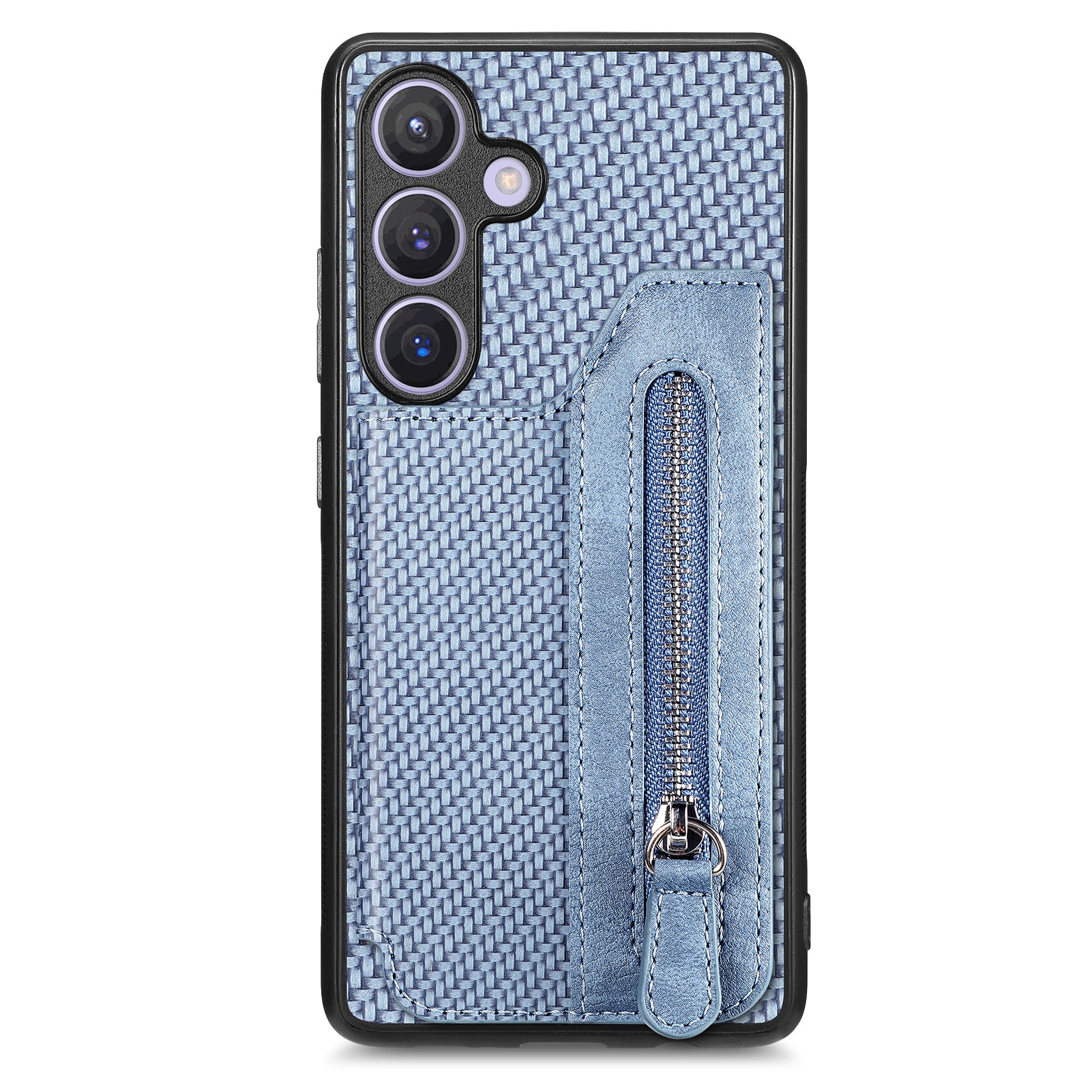 C1-04 For Samsung Galaxy S24 Case Zipper Wallet Leather+PC+TPU Kickstand Phone Cover