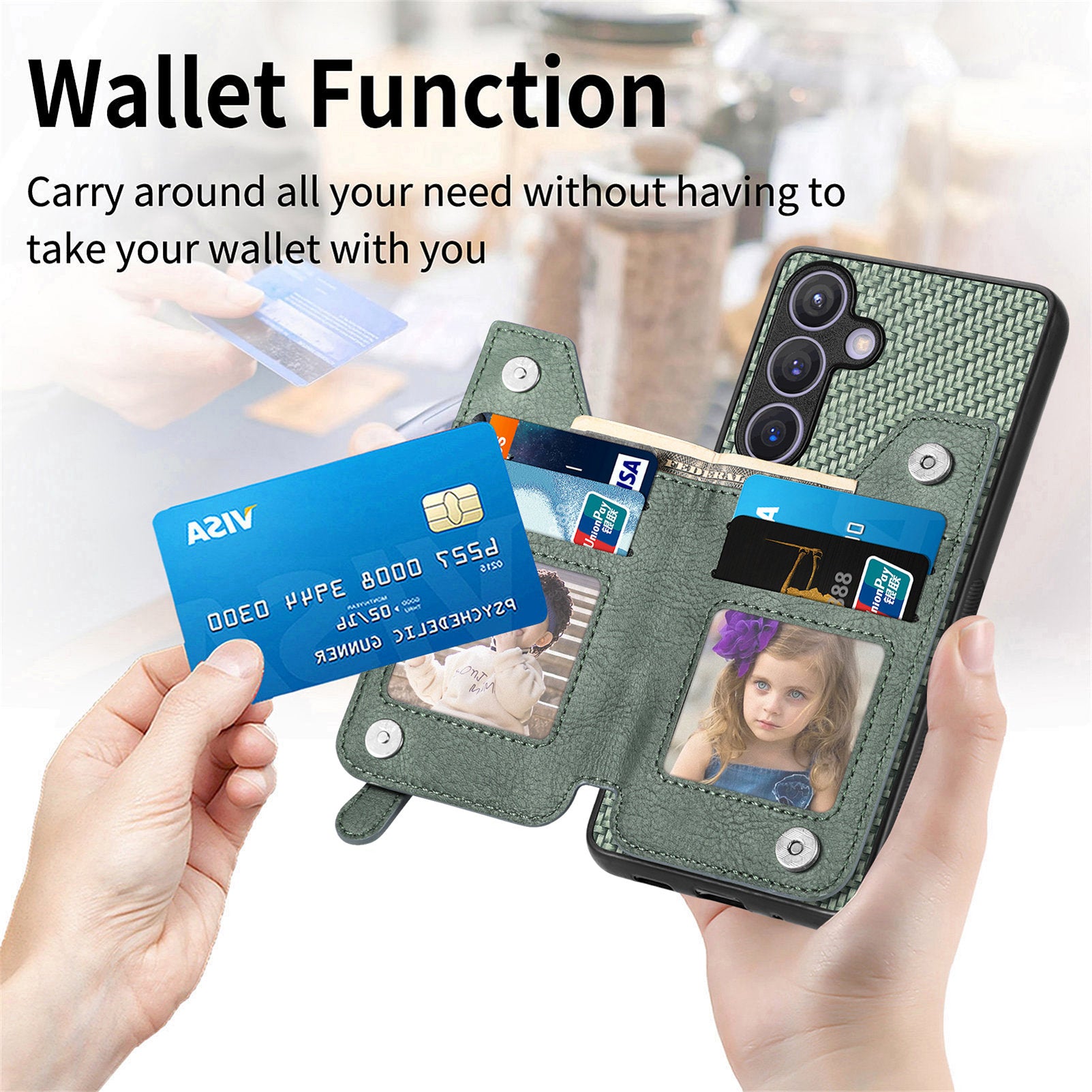 C1-04 For Samsung Galaxy S24+ Case Kickstand PU+PC+TPU Wallet Phone Cover