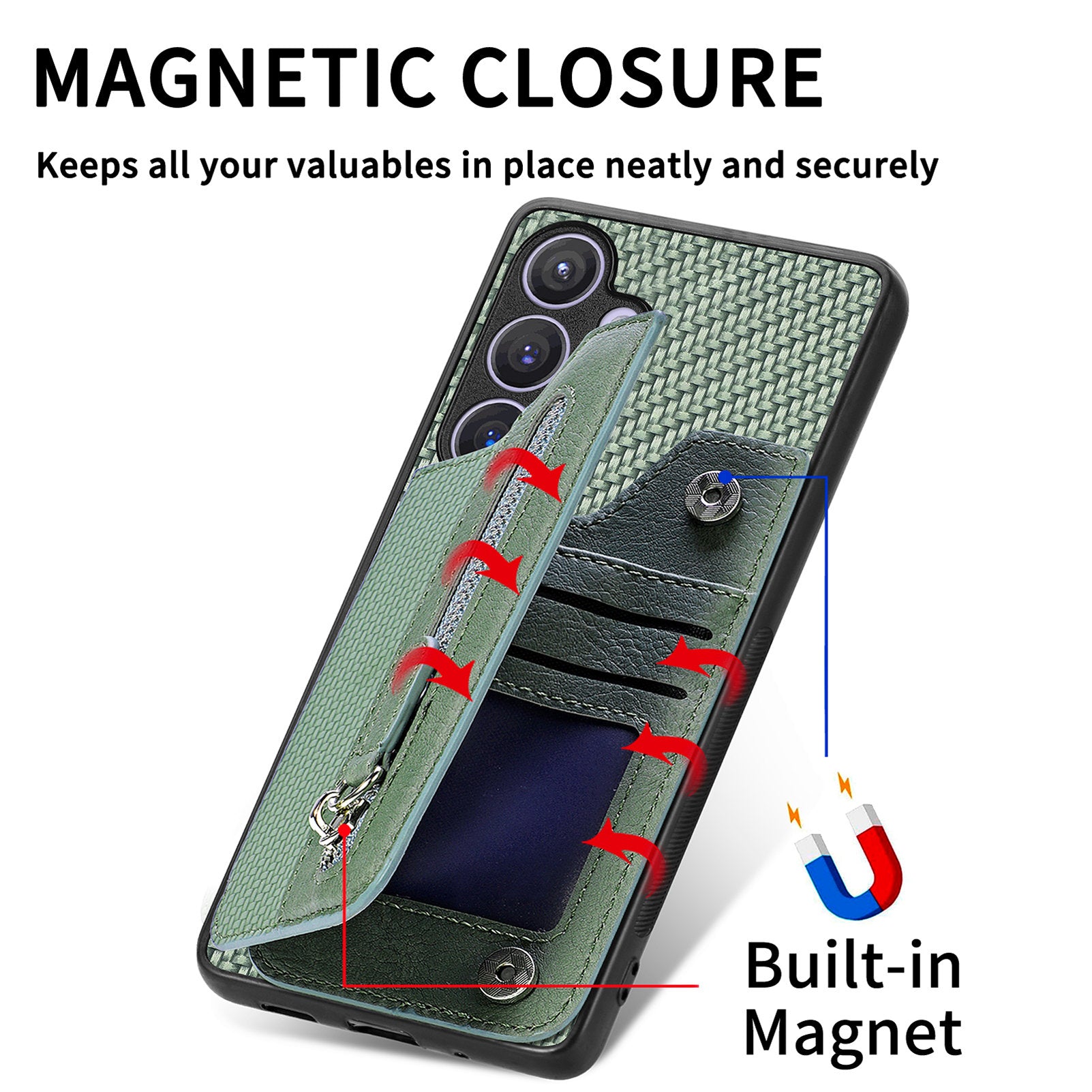 C1-04 For Samsung Galaxy S24+ Case Kickstand PU+PC+TPU Wallet Phone Cover