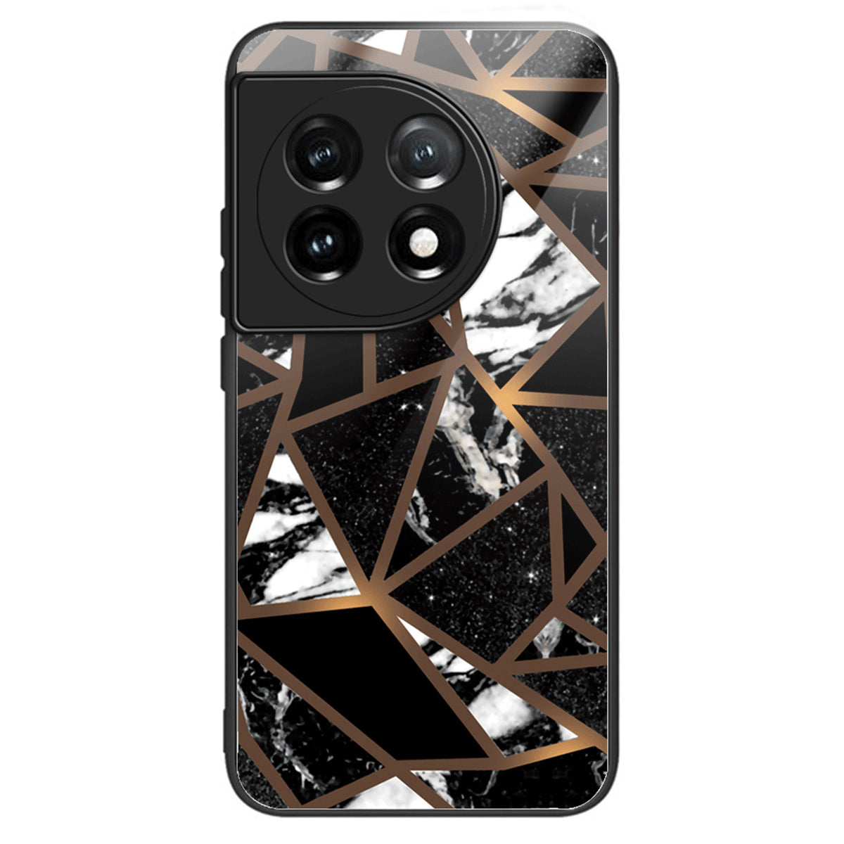 For OnePlus Ace 3 5G / 12R 5G Case Tempered Glass +PC+TPU Phone Cover Marble Pattern