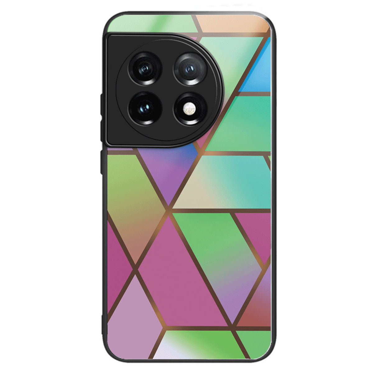For OnePlus Ace 3 5G / 12R 5G Case Tempered Glass +PC+TPU Phone Cover Marble Pattern