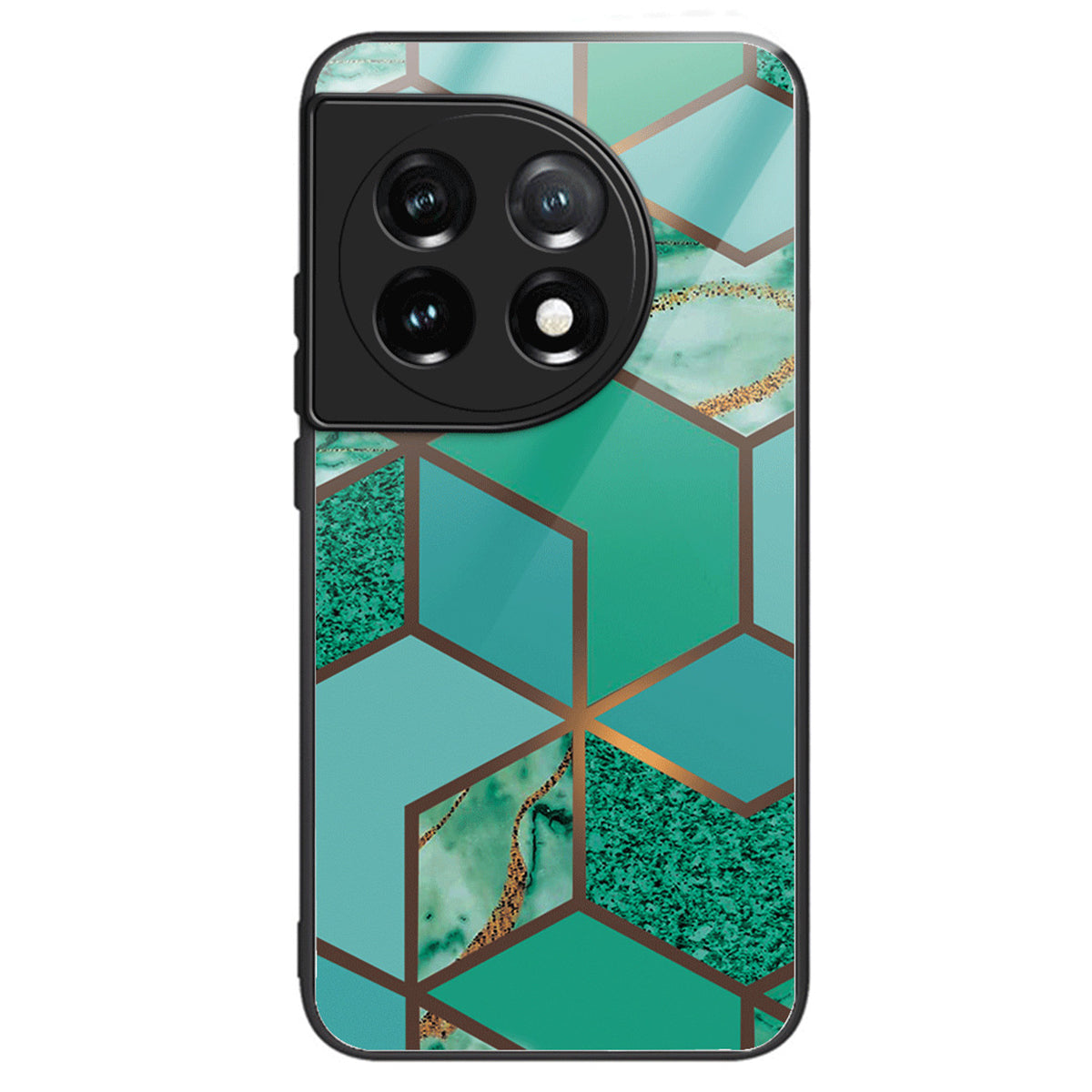 For OnePlus Ace 3 5G / 12R 5G Case Tempered Glass +PC+TPU Phone Cover Marble Pattern