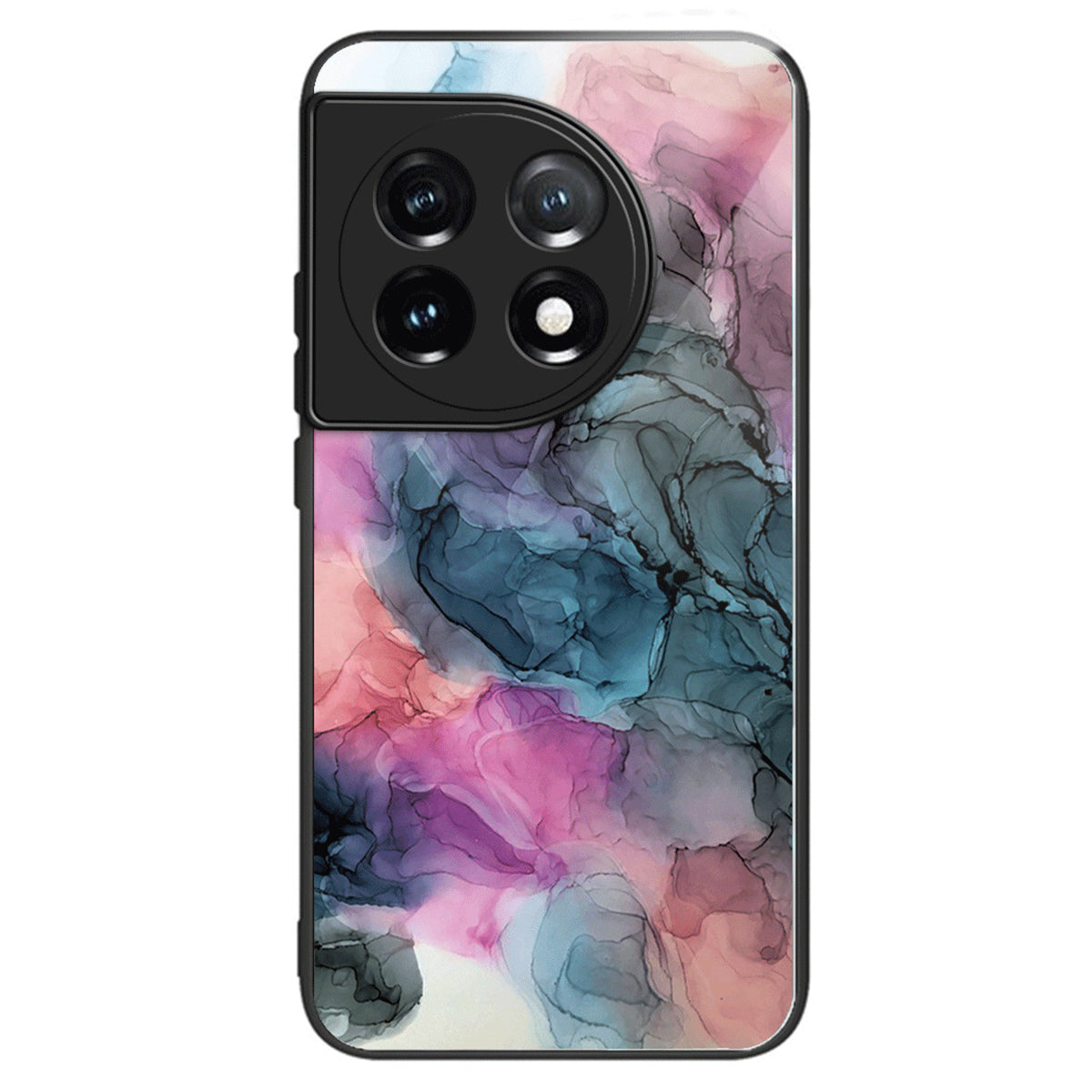 For OnePlus Ace 3 5G / 12R 5G Case Tempered Glass +PC+TPU Phone Cover Marble Pattern