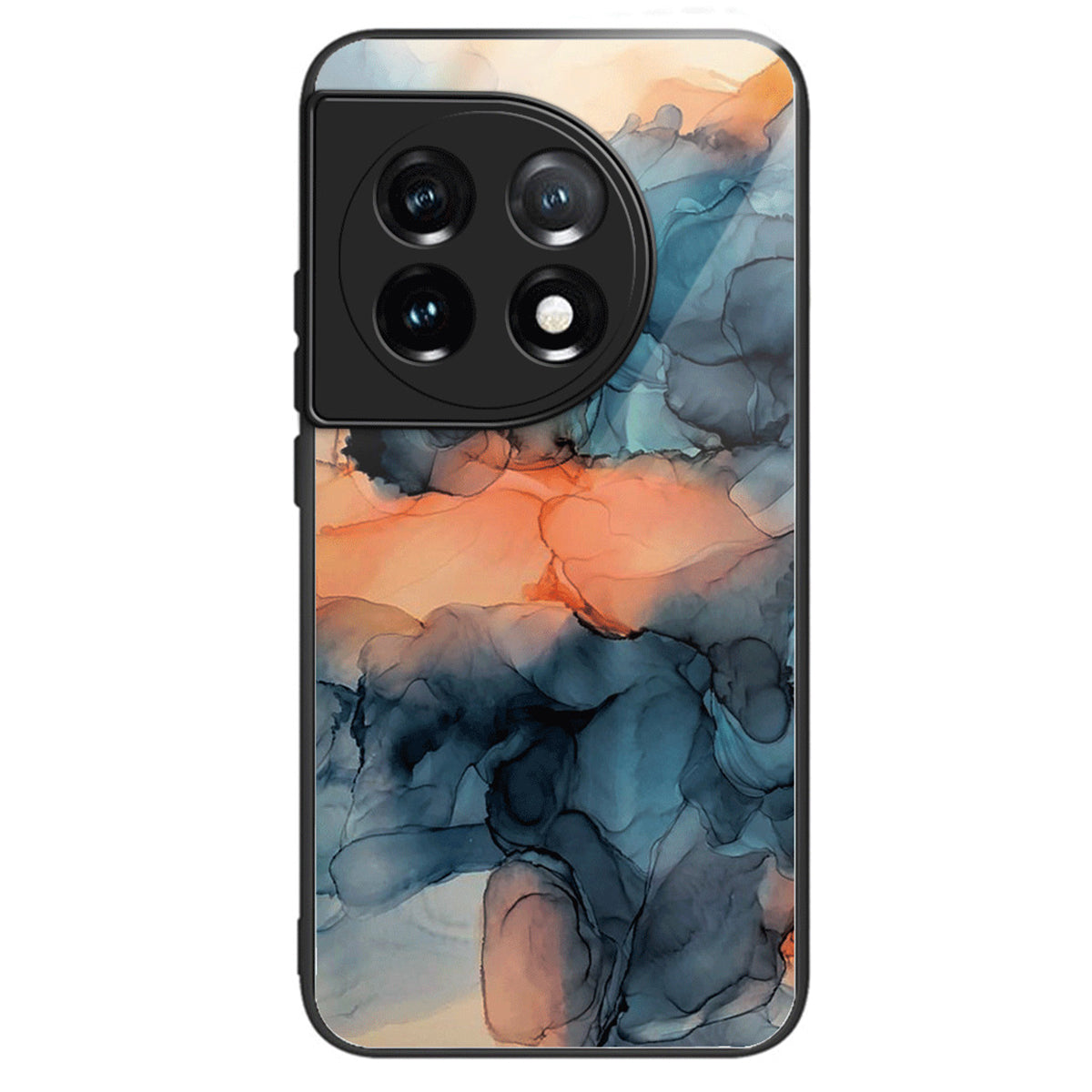 For OnePlus Ace 3 5G / 12R 5G Case Tempered Glass +PC+TPU Phone Cover Marble Pattern