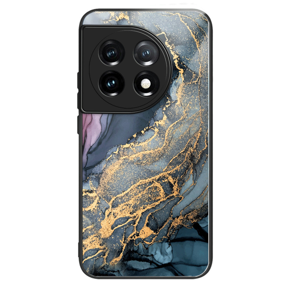 For OnePlus Ace 3 5G / 12R 5G Case Tempered Glass +PC+TPU Phone Cover Marble Pattern