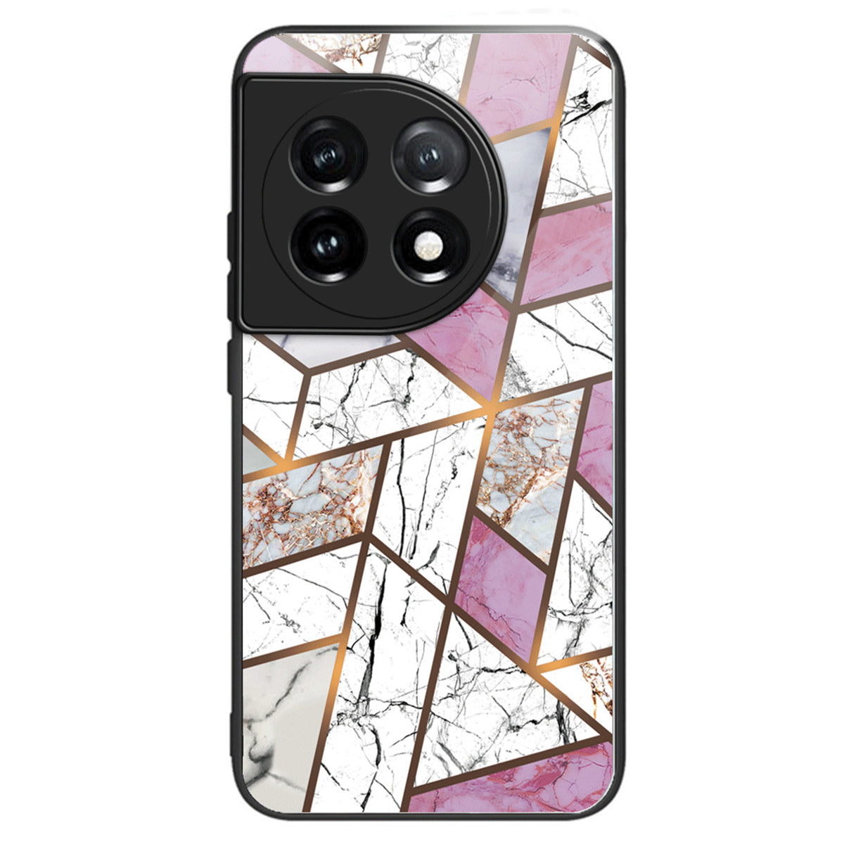 For OnePlus Ace 3 5G / 12R 5G Case Tempered Glass +PC+TPU Phone Cover Marble Pattern