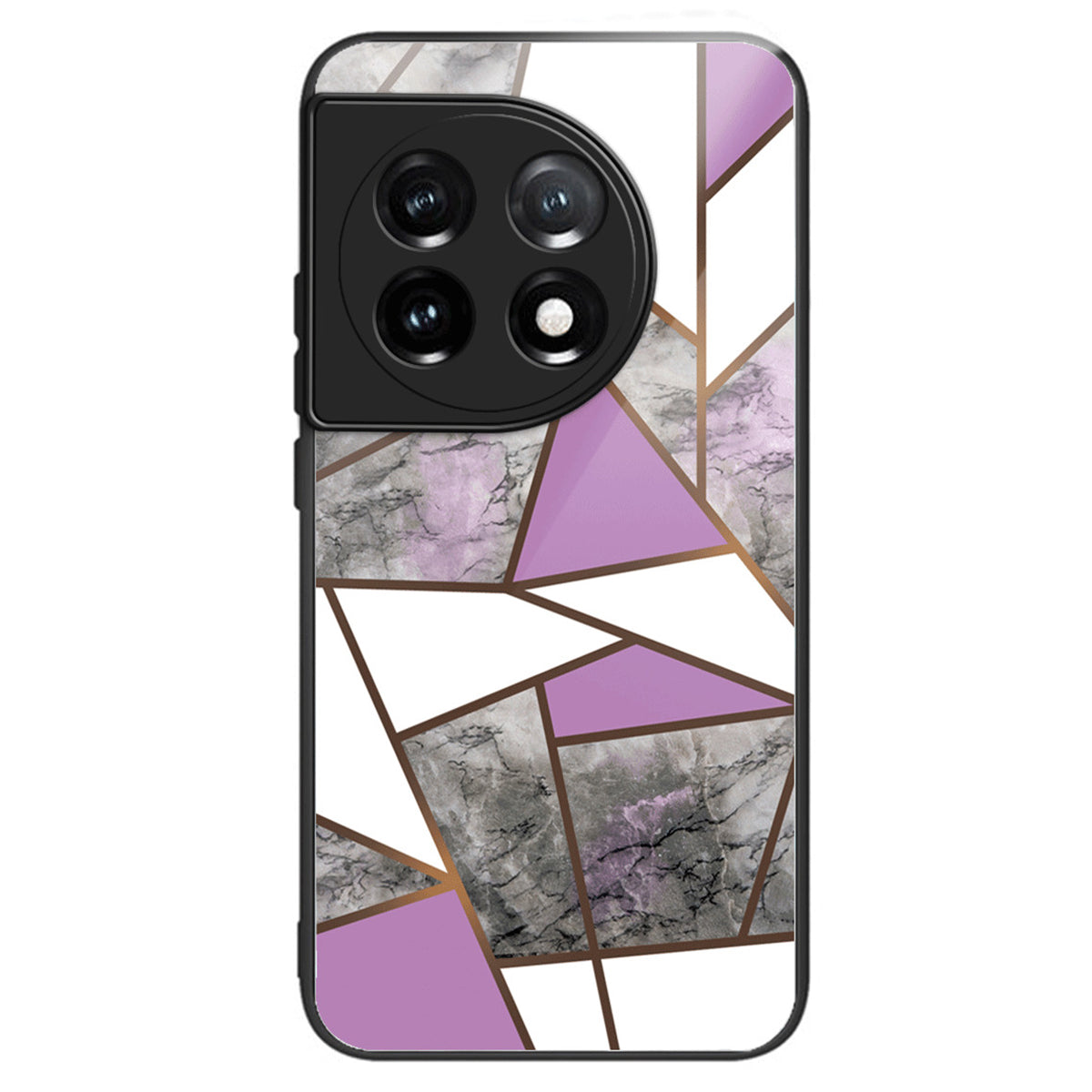 For OnePlus Ace 3 5G / 12R 5G Case Tempered Glass +PC+TPU Phone Cover Marble Pattern