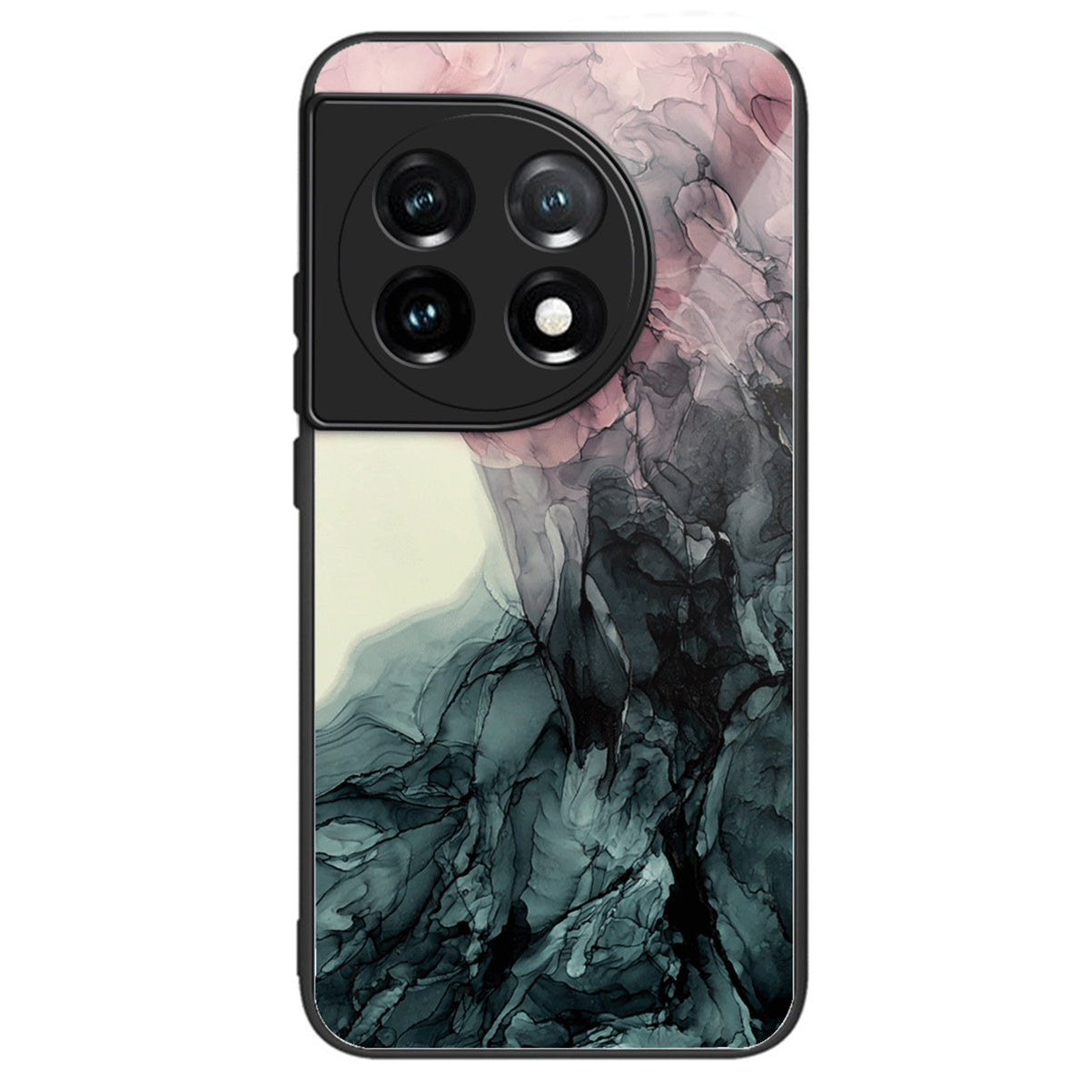 For OnePlus Ace 3 5G / 12R 5G Case Tempered Glass +PC+TPU Phone Cover Marble Pattern