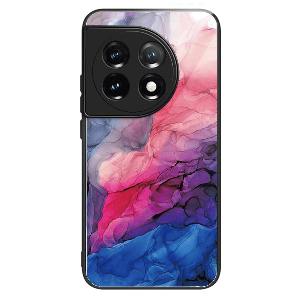 For OnePlus Ace 3 5G / 12R 5G Case Tempered Glass +PC+TPU Phone Cover Marble Pattern
