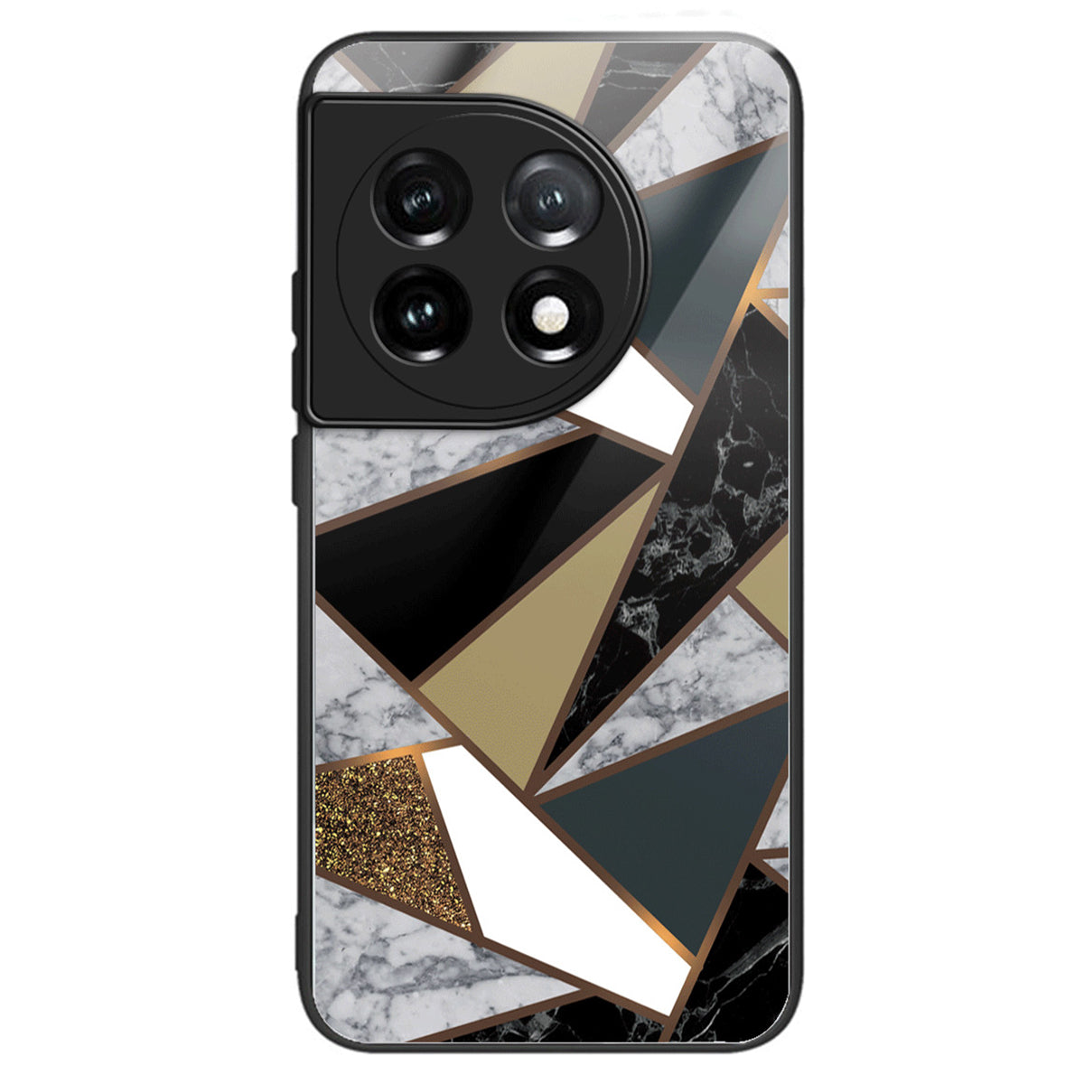 For OnePlus Ace 3 5G / 12R 5G Case Tempered Glass +PC+TPU Phone Cover Marble Pattern