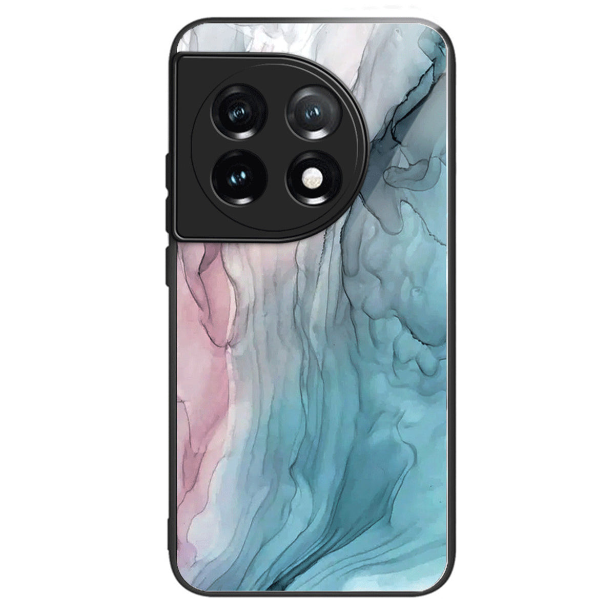 For OnePlus Ace 3 5G / 12R 5G Case Tempered Glass +PC+TPU Phone Cover Marble Pattern