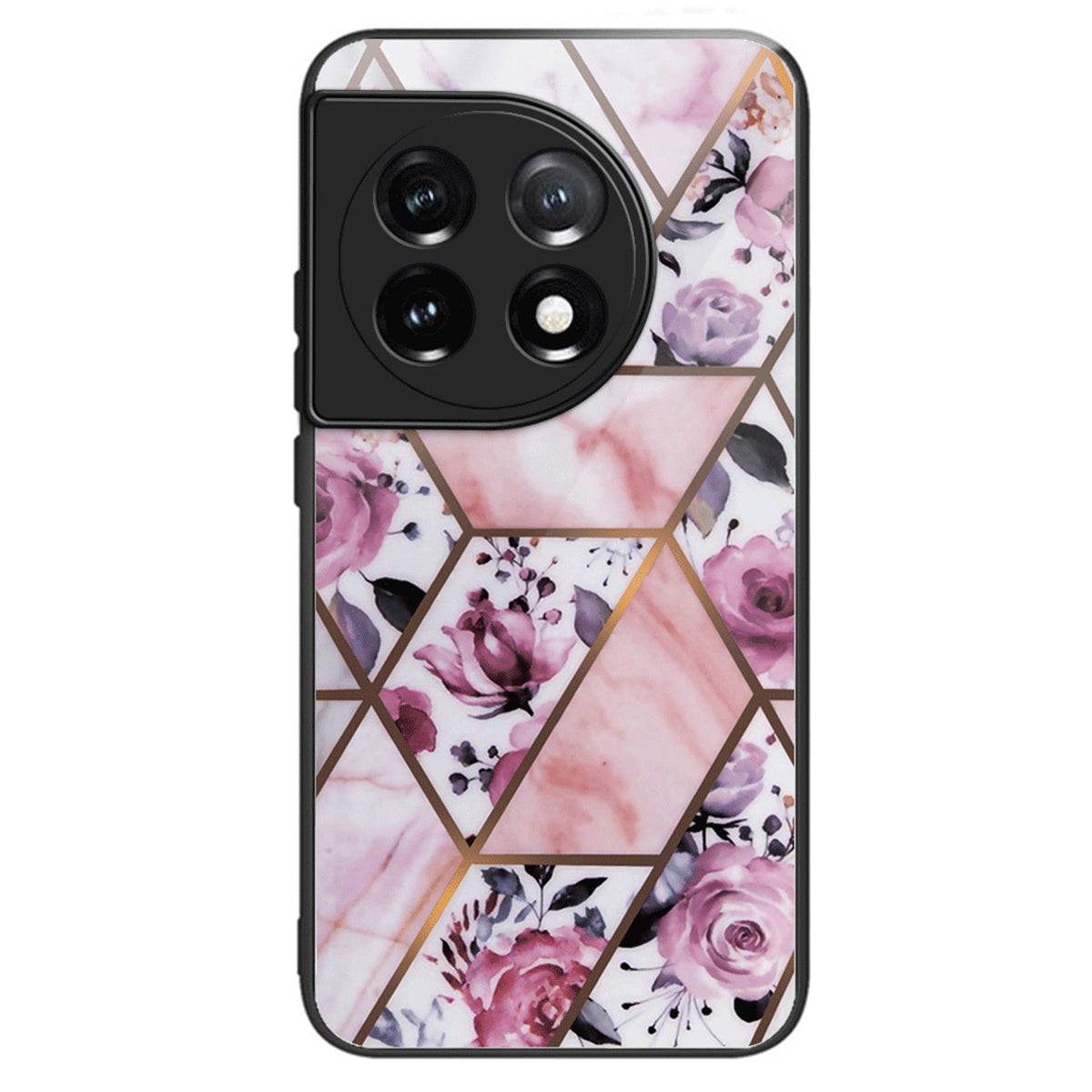 For OnePlus Ace 3 5G / 12R 5G Case Tempered Glass +PC+TPU Phone Cover Marble Pattern