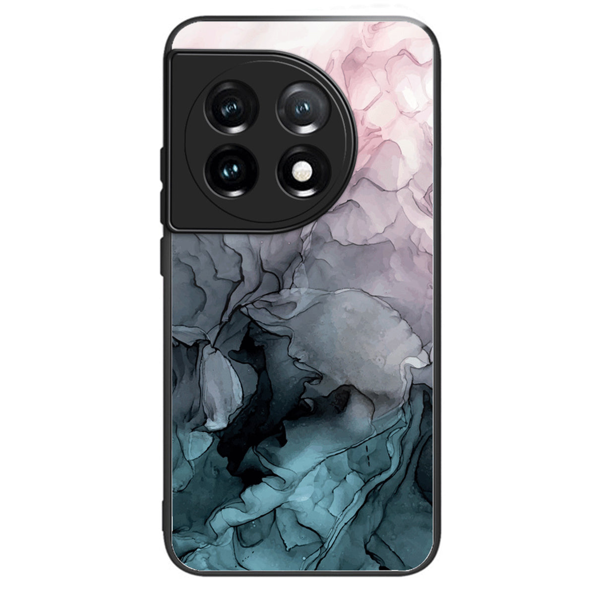 For OnePlus Ace 3 5G / 12R 5G Case Tempered Glass +PC+TPU Phone Cover Marble Pattern