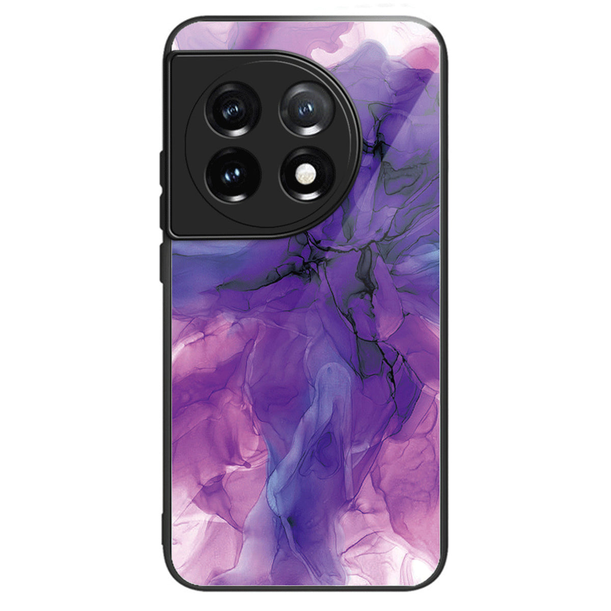 For OnePlus Ace 3 5G / 12R 5G Case Tempered Glass +PC+TPU Phone Cover Marble Pattern