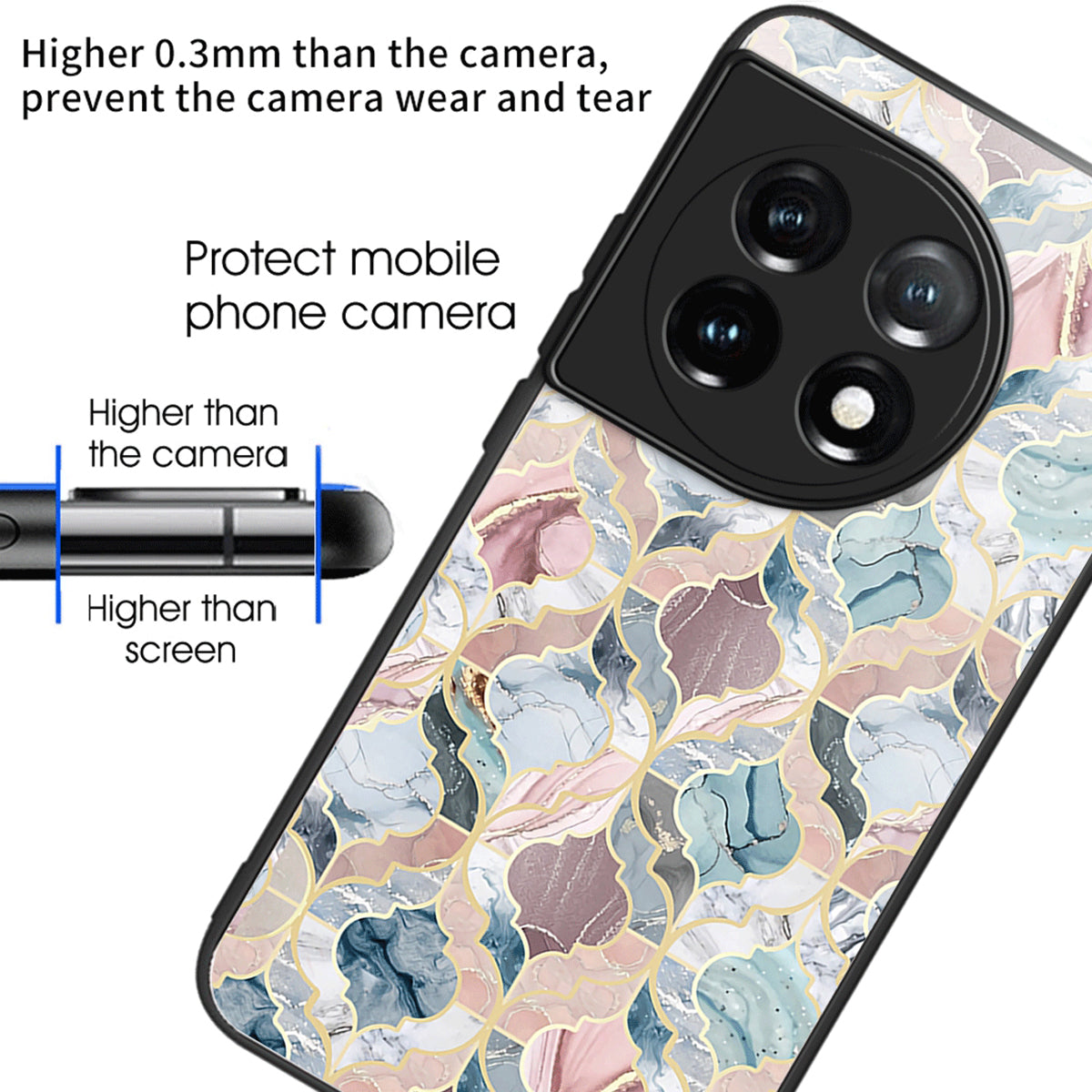 For OnePlus Ace 3 5G / 12R 5G Tempered Glass Case Pattern Printing Phone Cover