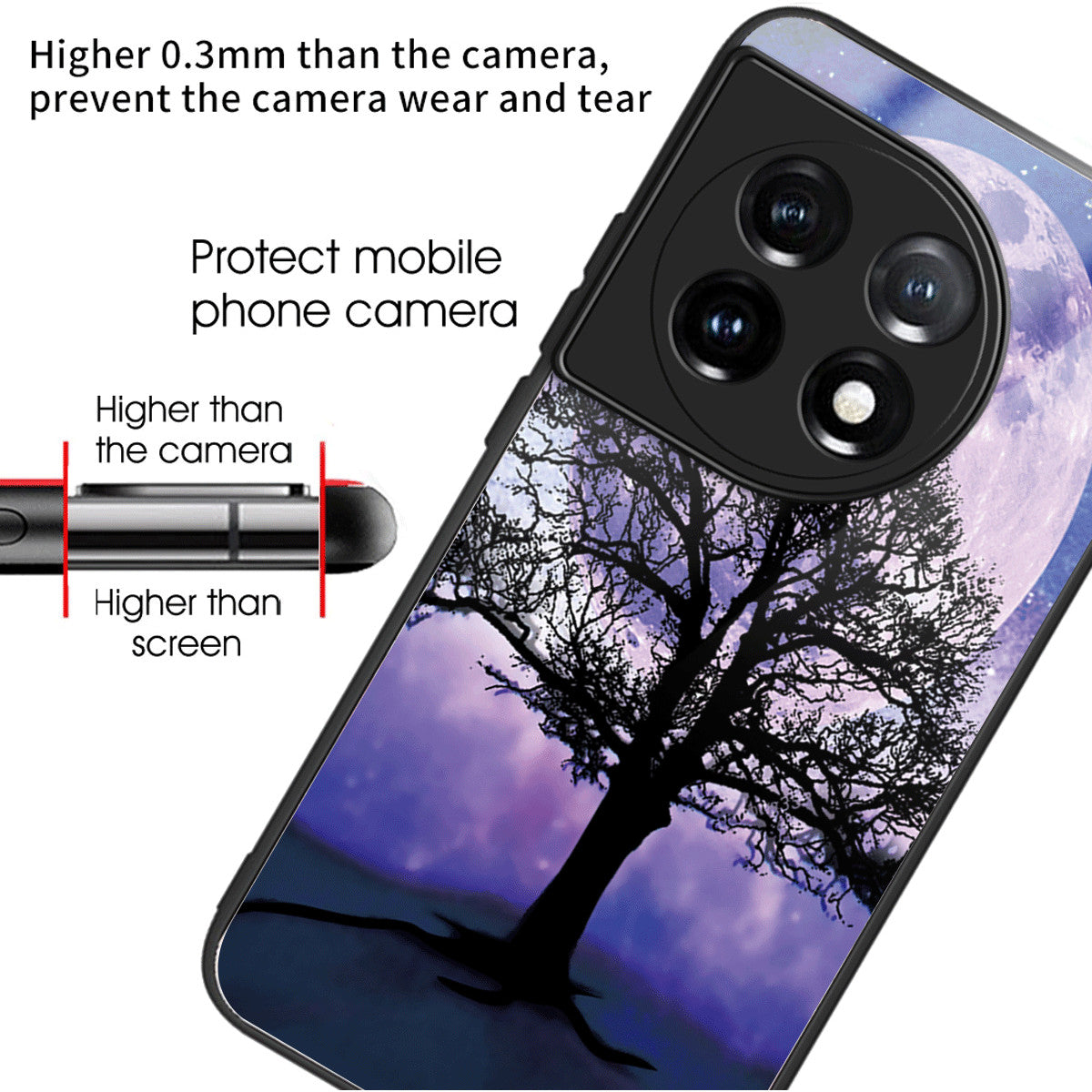 For OnePlus Ace 3 5G / 12R 5G Case Pattern Anti-Scratch Tempered Glass Back Cover