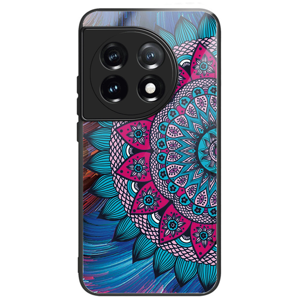 For OnePlus Ace 3 5G / 12R 5G Case Pattern Anti-Scratch Tempered Glass Back Cover