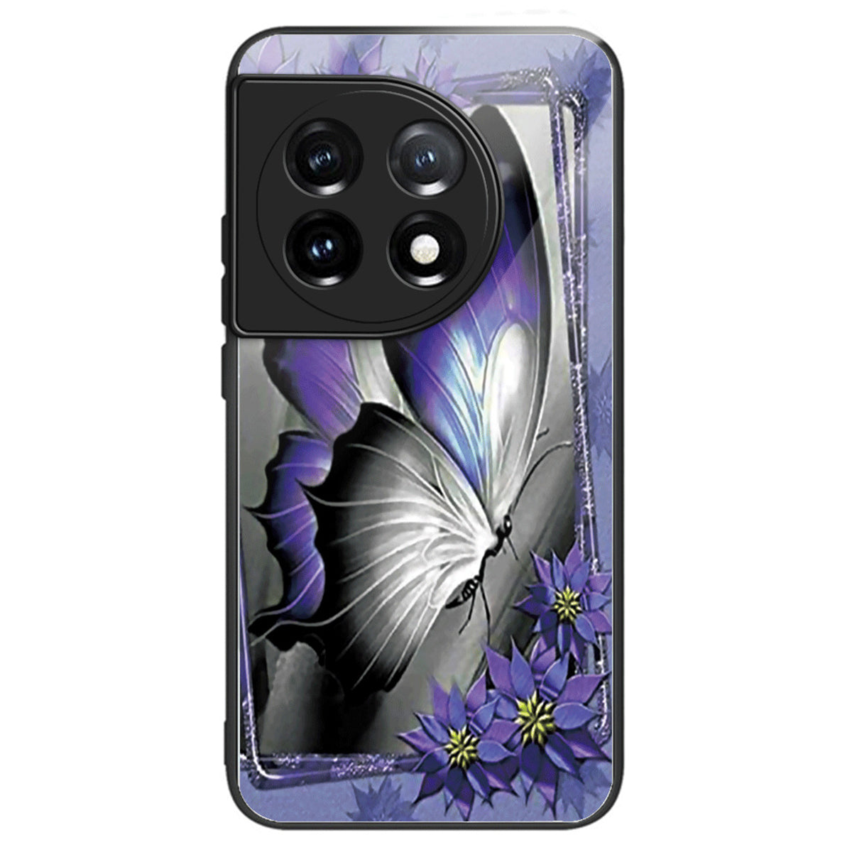 For OnePlus Ace 3 5G / 12R 5G Case Pattern Anti-Scratch Tempered Glass Back Cover